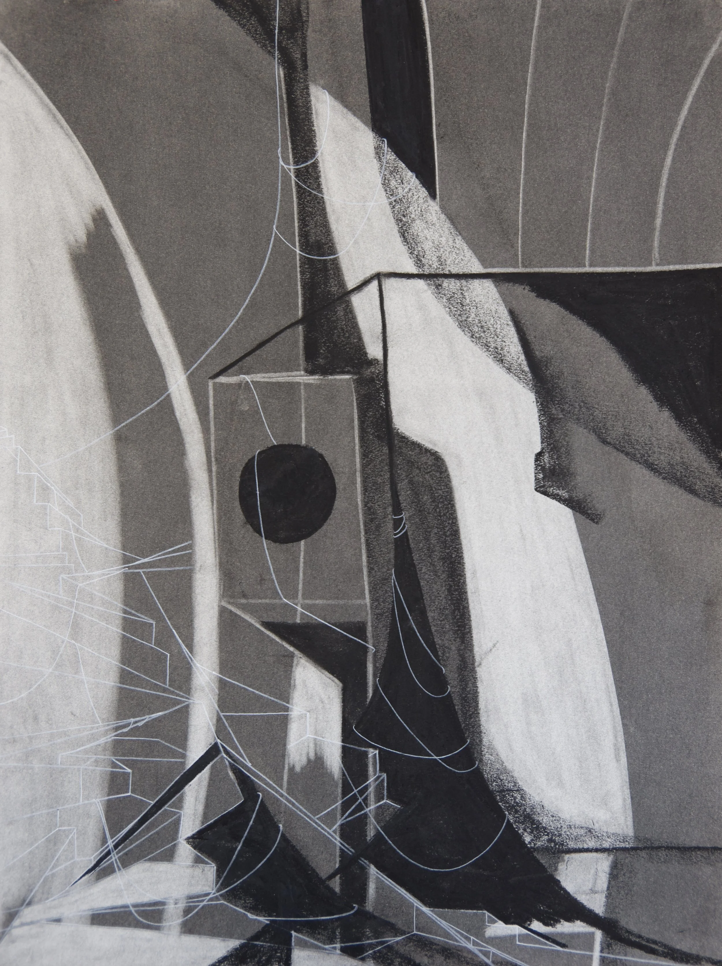 La Reunion du Matin, chalk and charcoal on paper, 18" x 24"