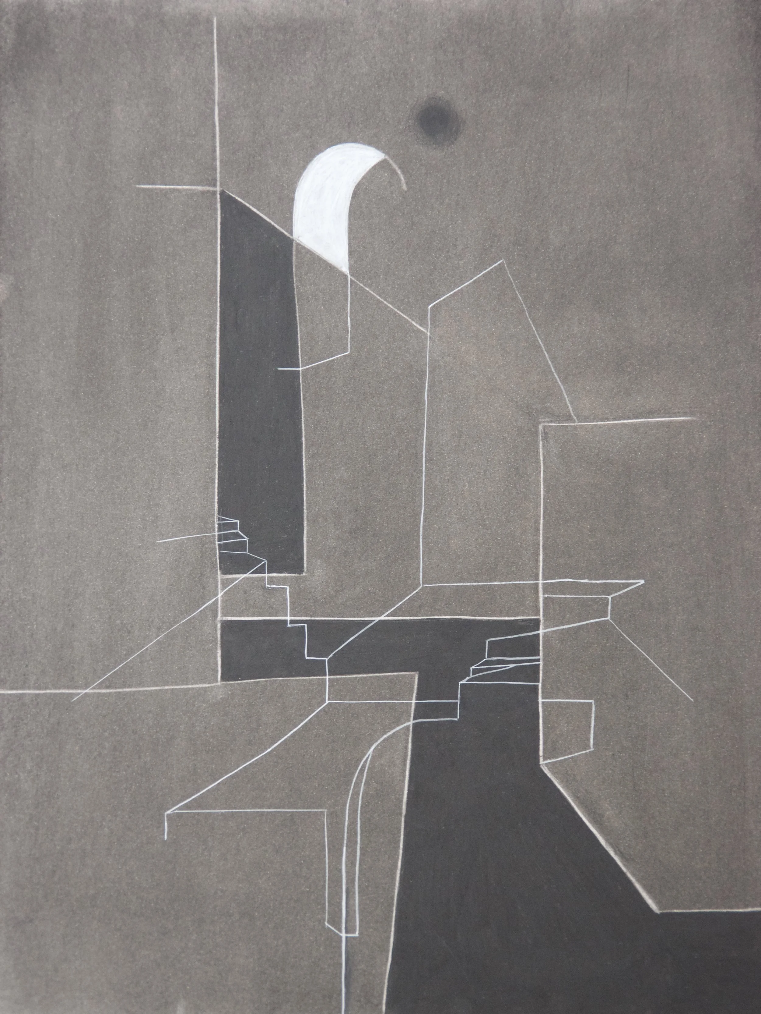 Rooms 1, chalk and charcoal on paper, 18" x 24"