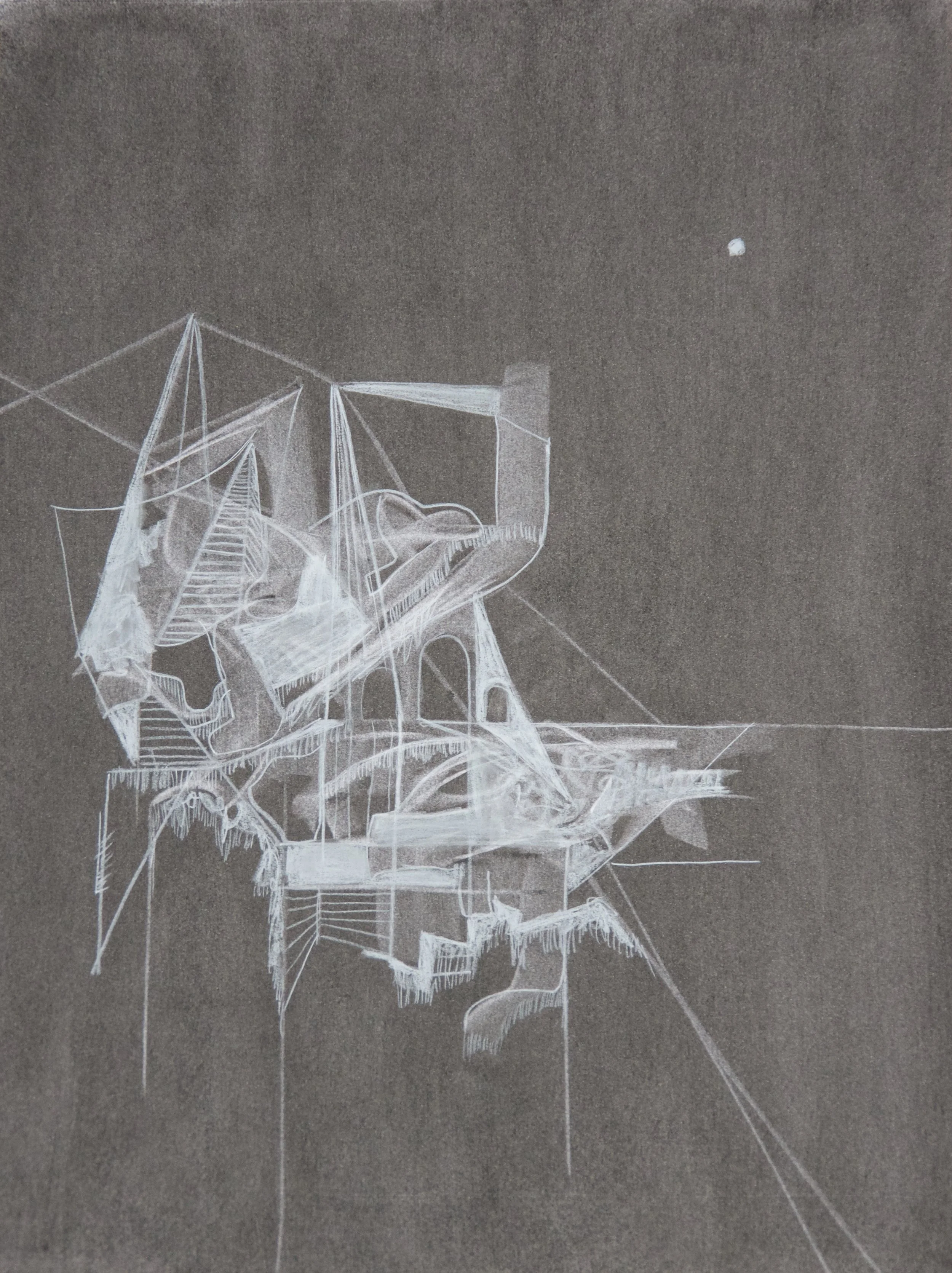 Blueprints 1, chalk and charcoal on paper, 18" x 24"