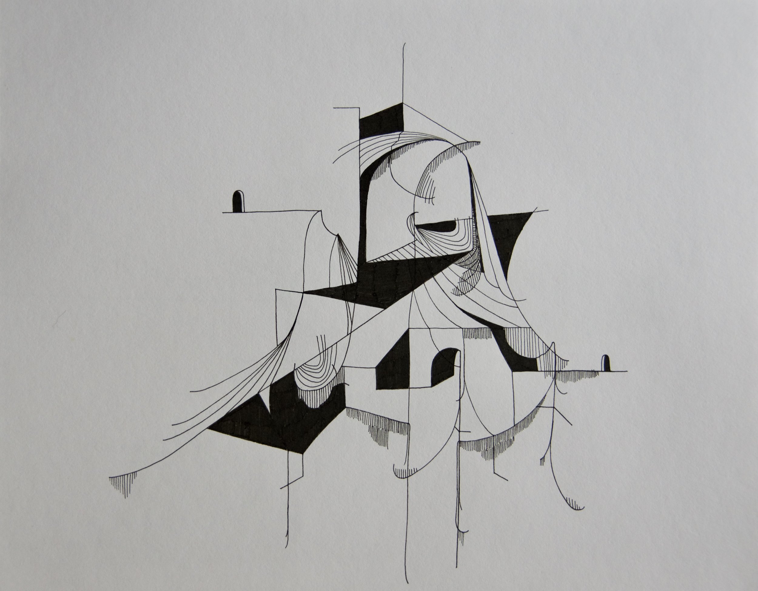  Wind Fish, ink on paper, 11" x 14"