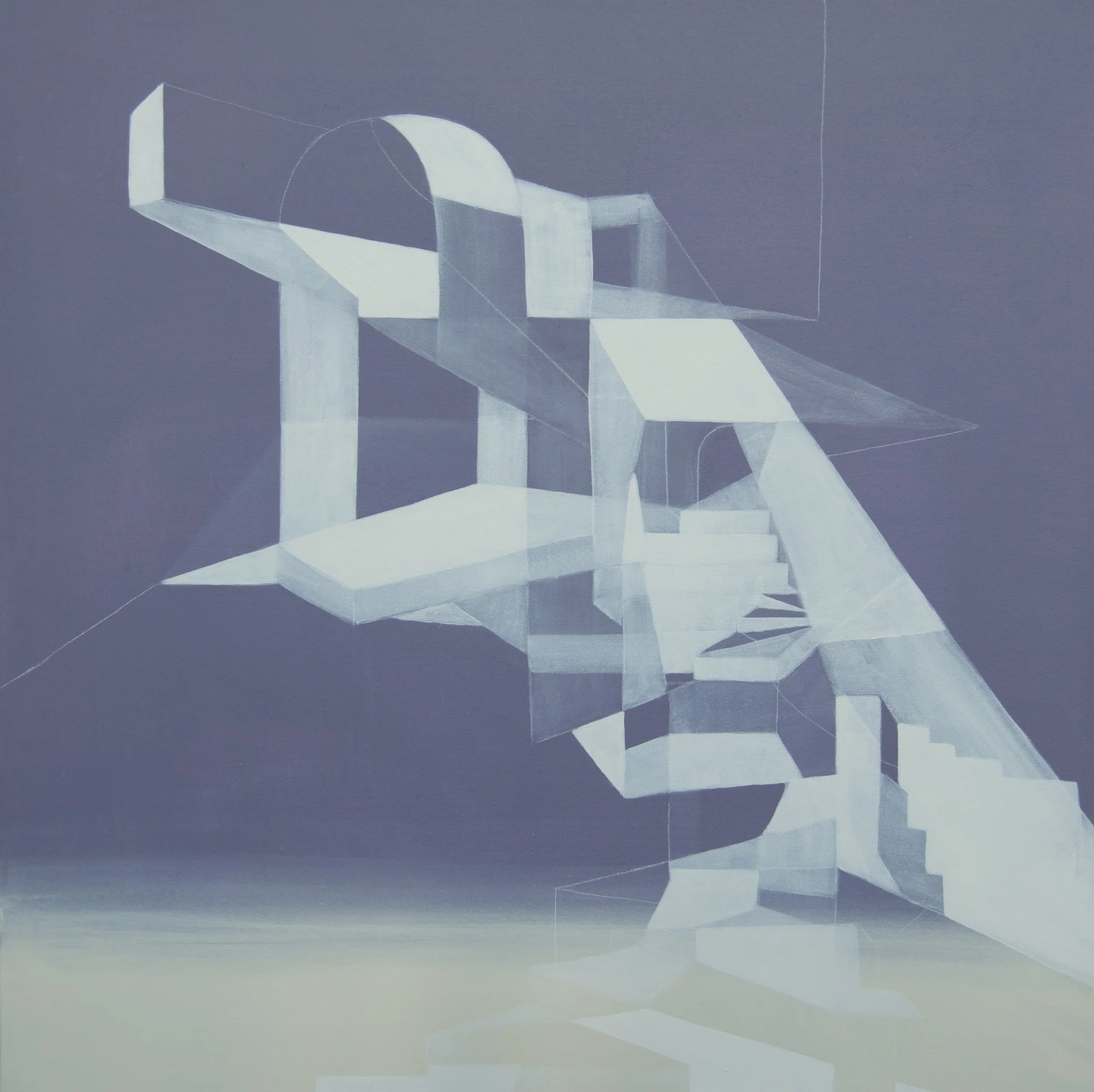 Fold diptych 1 Right, mixed media on canvas, 36" x 36"
