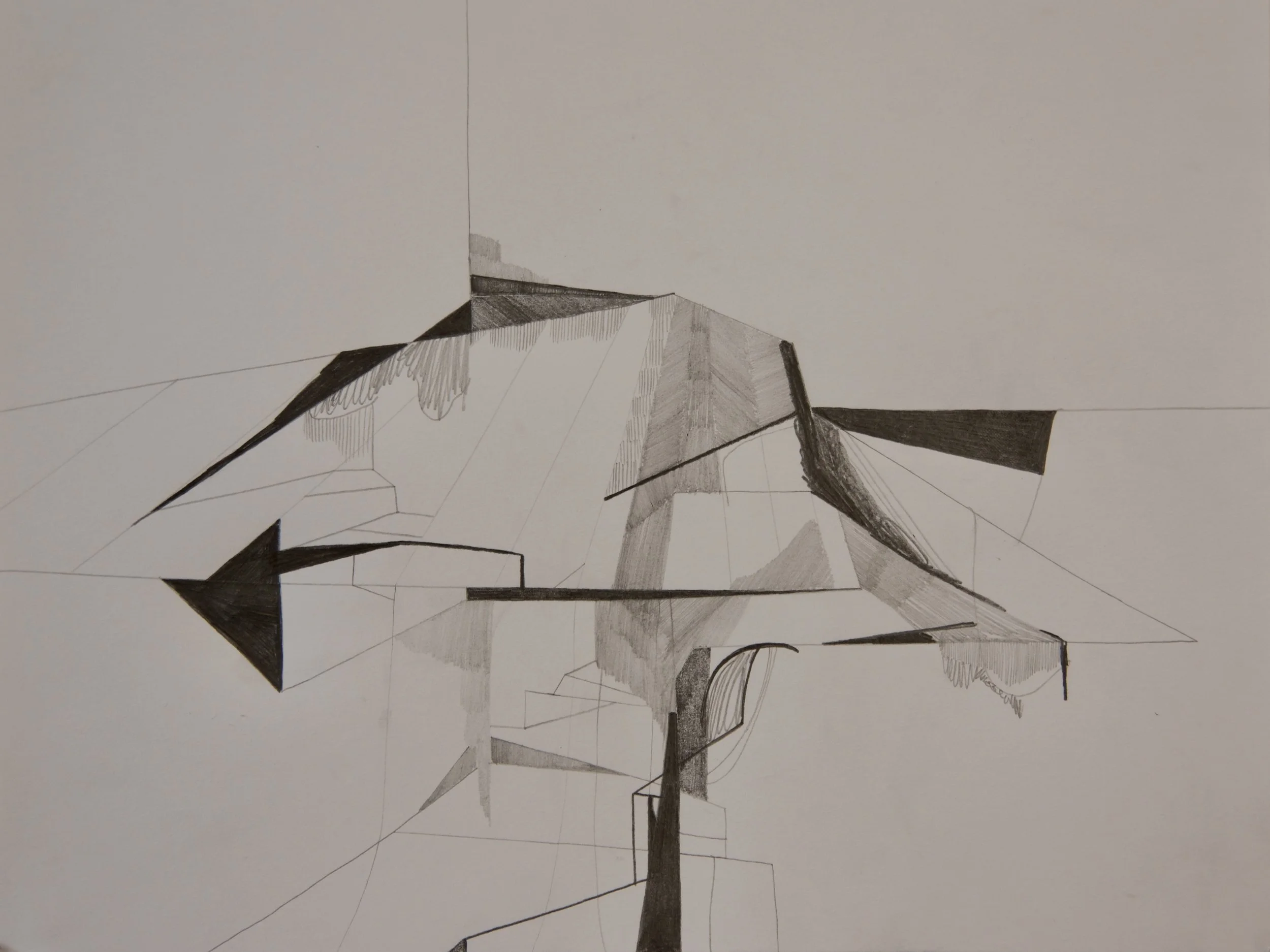 Dirt Truss 6, graphite on paper, 9" x 12"