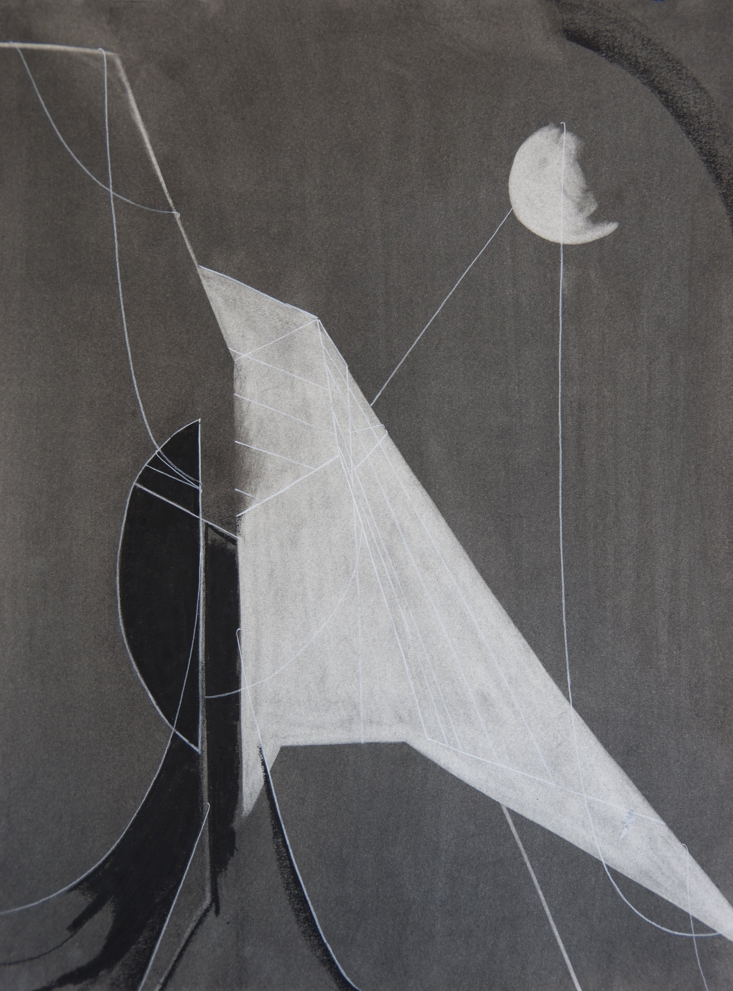 Red Room Studio, chalk and charcoal on paper, 18" x 24"