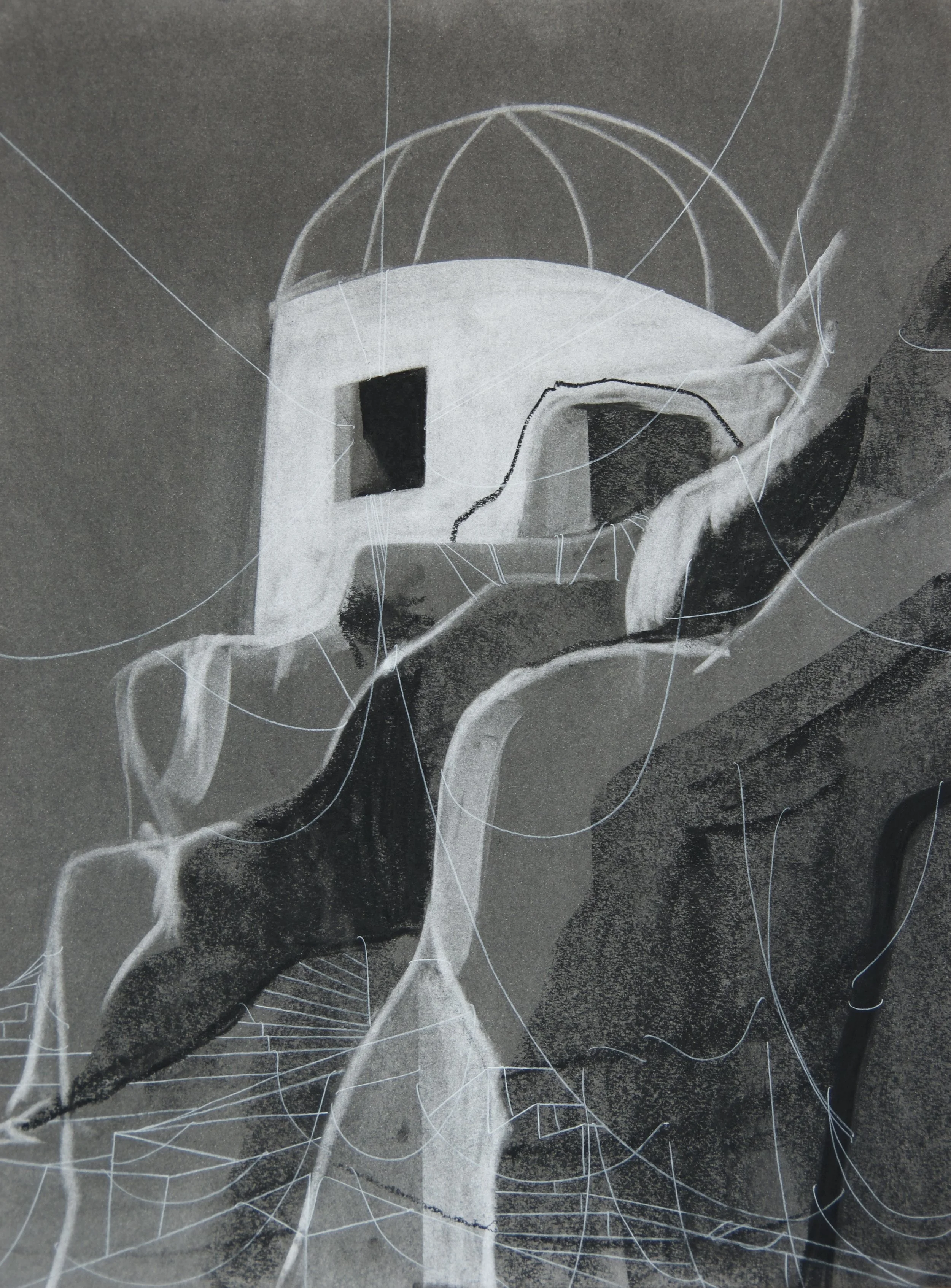 Lookout, chalk and charcoal on paper, 18" x 24"