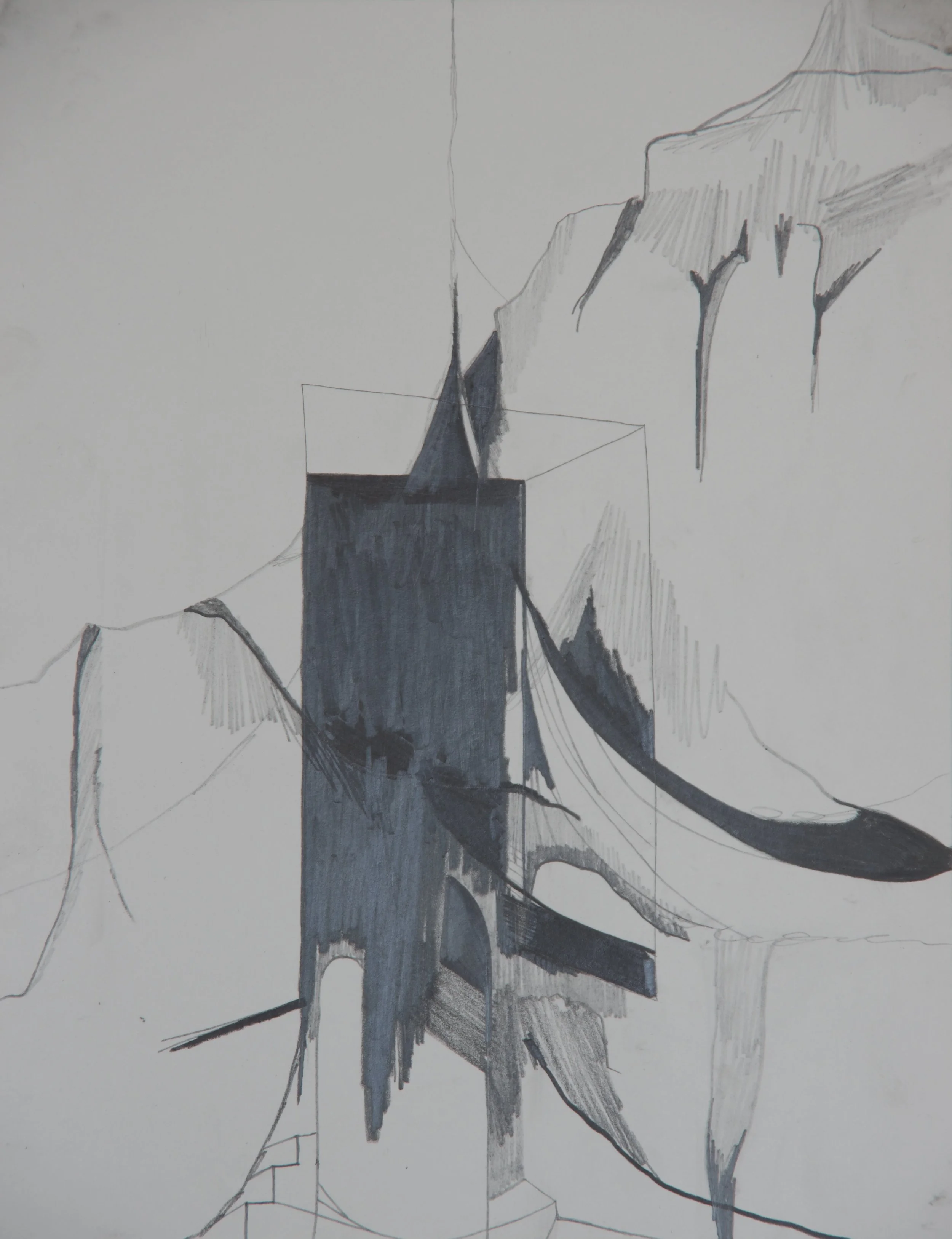 Shadow Shroud 1, graphite on paper, 8.5" x 11"
