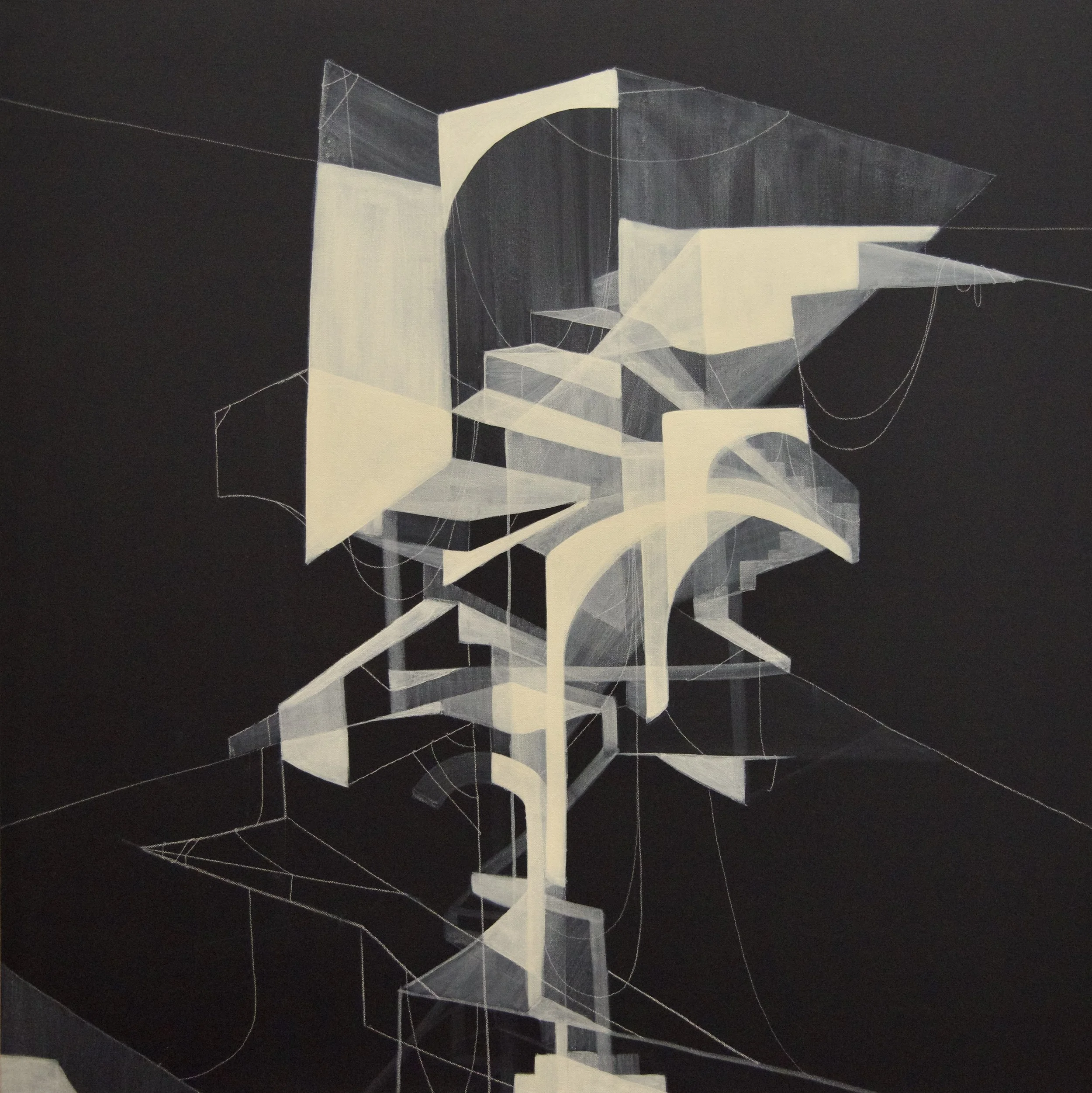 Ossuarium diptych Right, mixed media on canvas, 36" x 36"