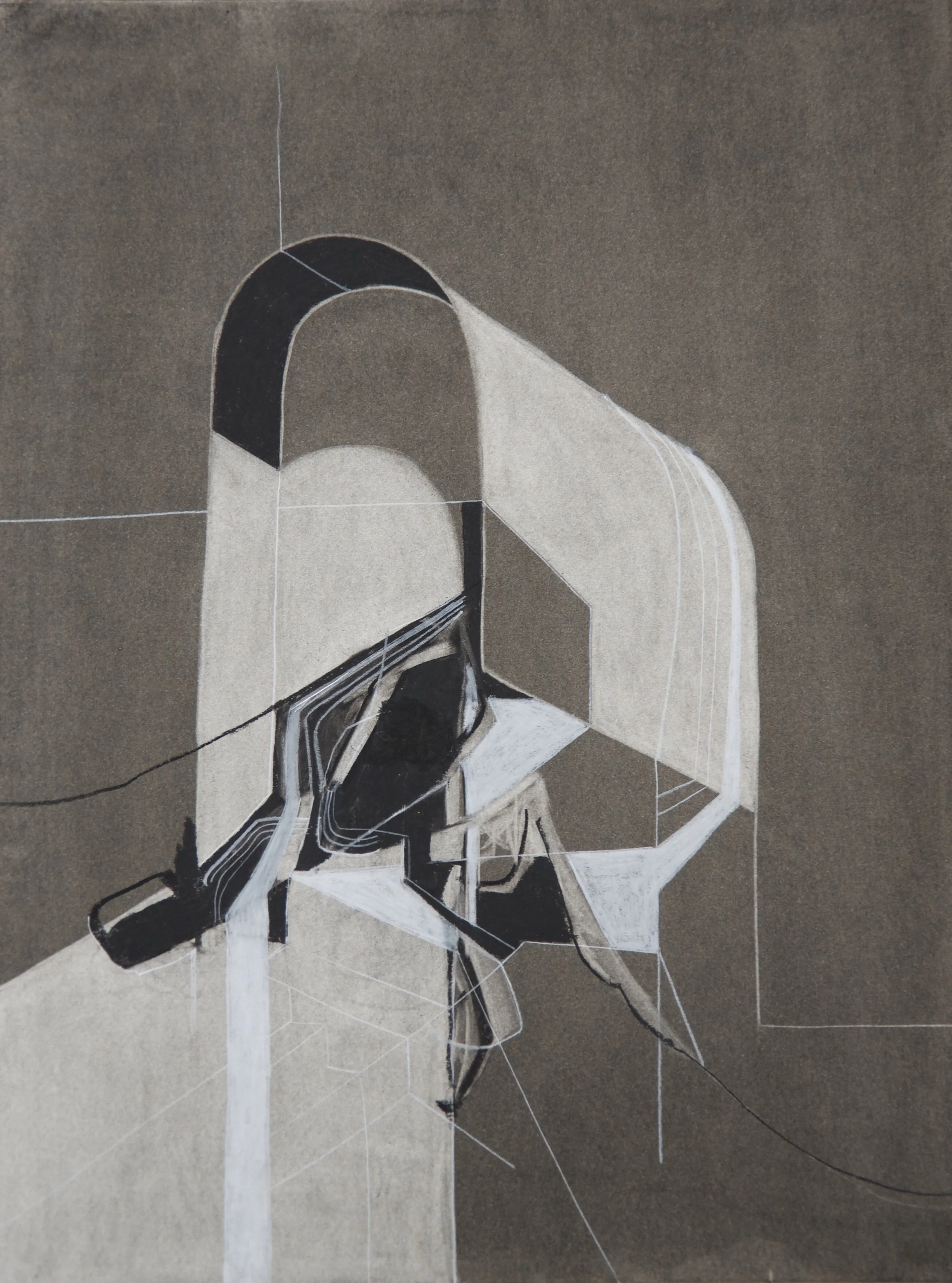 Bunker, chalk and charcoal on paper, 18" x 24"
