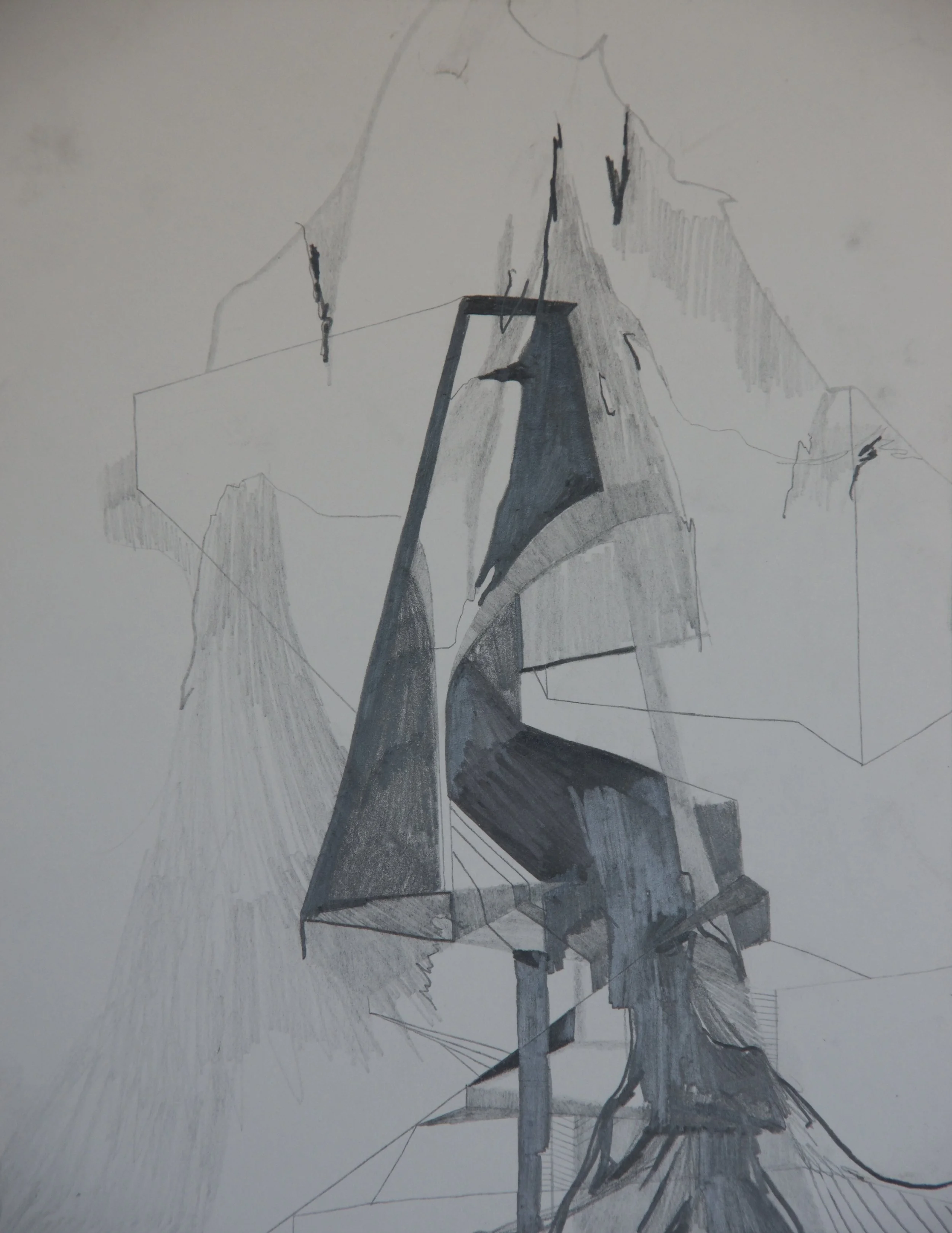 Rock Cut 2, graphite on paper, 8.5" x 11"