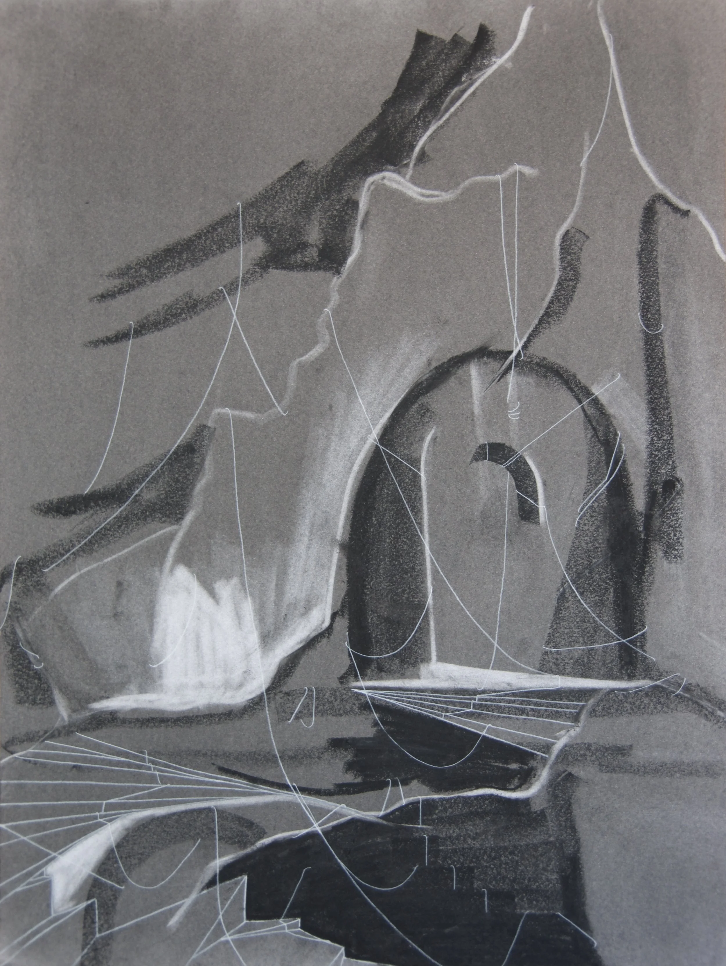 Steep Mountain Path, chalk and charcoal on paper, 18" x 24"