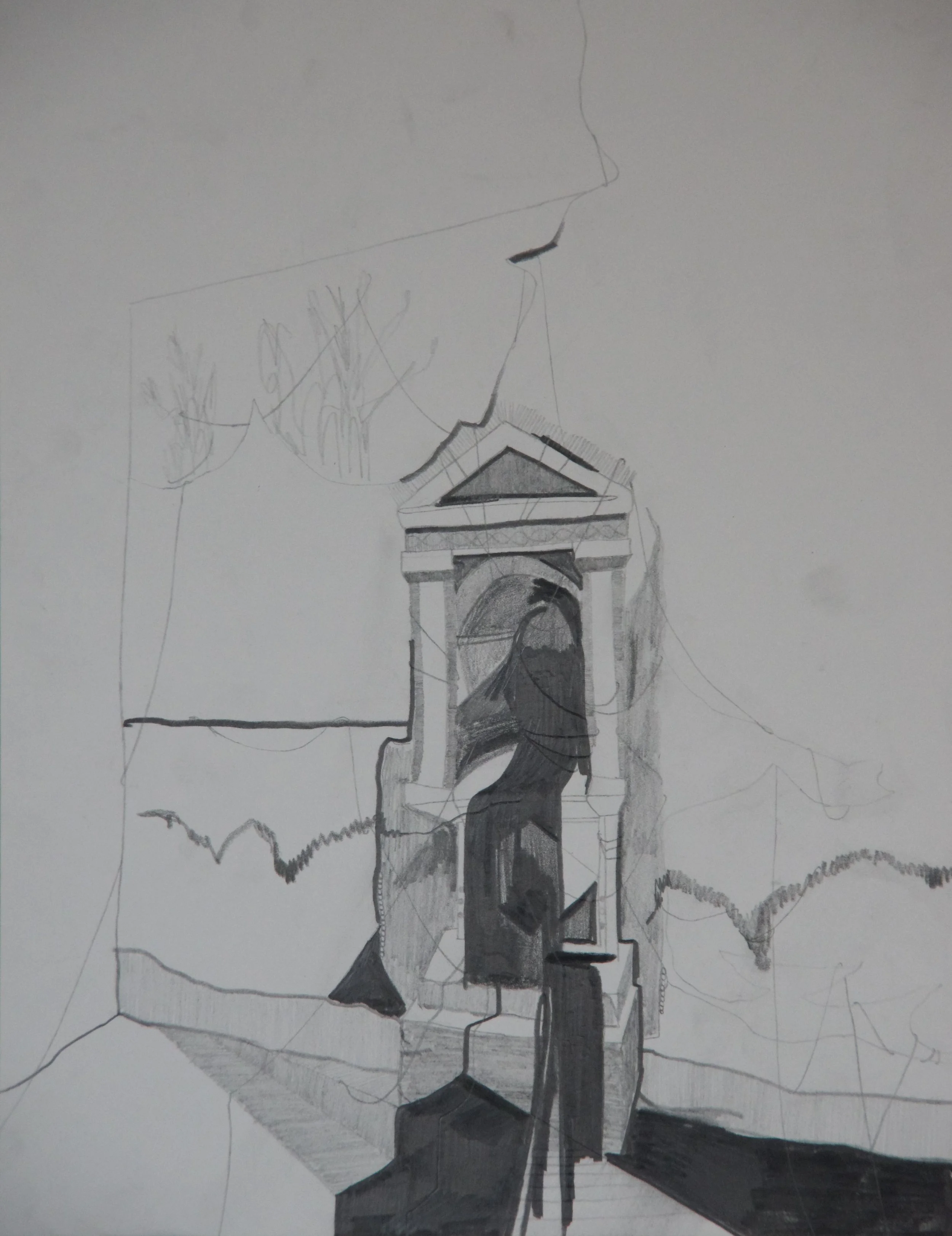 Skeleton House, graphite on paper, 8.5" x 11"