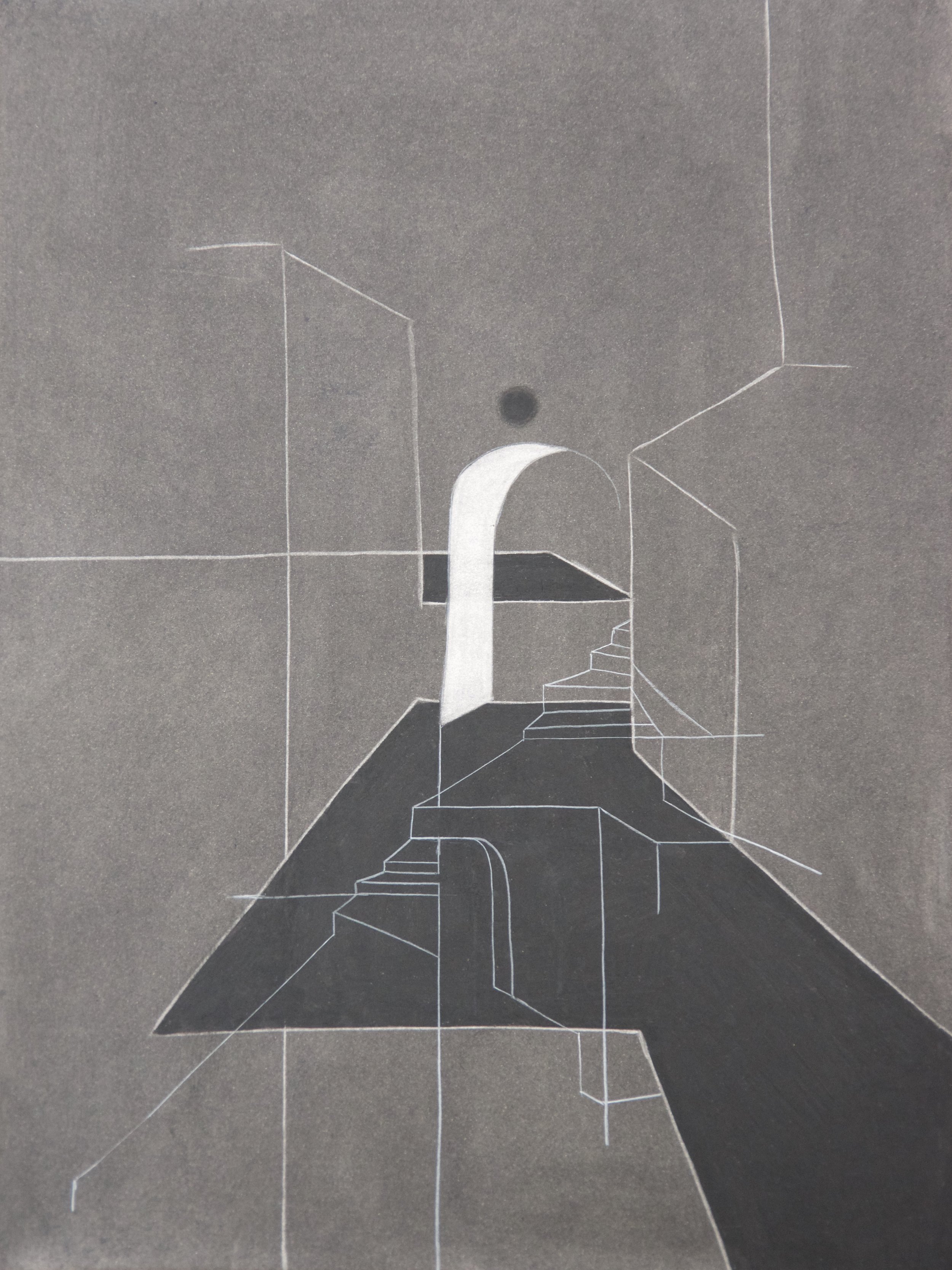 Rooms 2, chalk and charcoal on paper, 18" x 24"