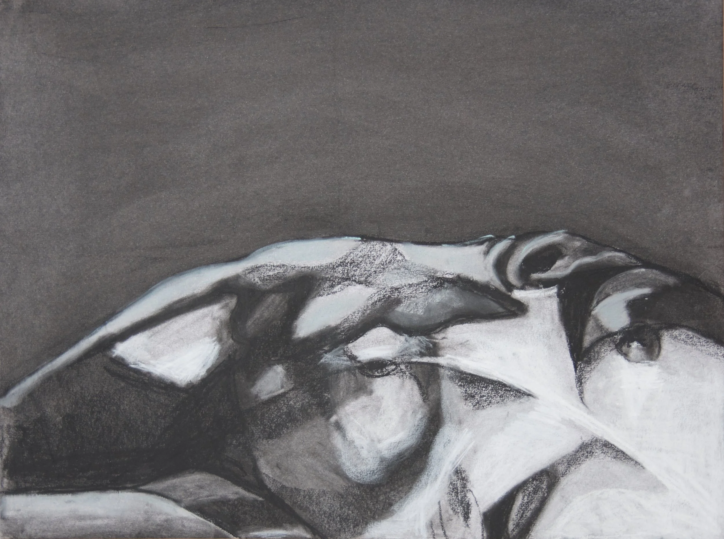Unfolding, chalk and charcoal on paper, 18" x 24" SOLD
