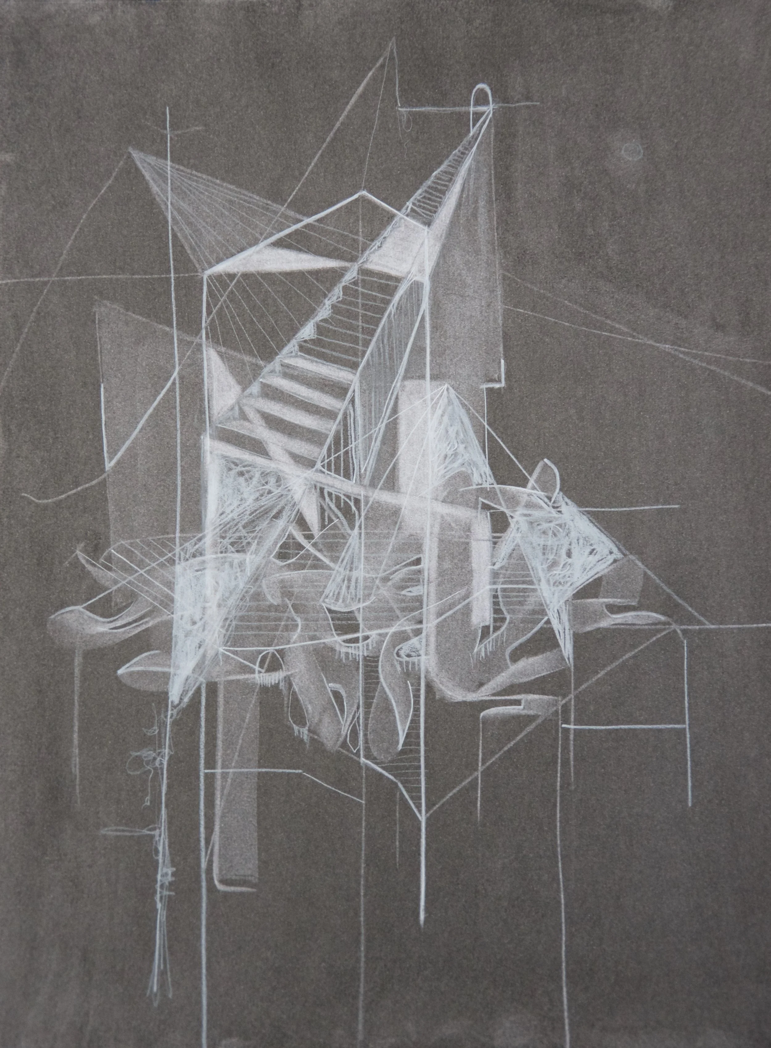 Lair, chalk and charcoal on paper, 18" x 24"