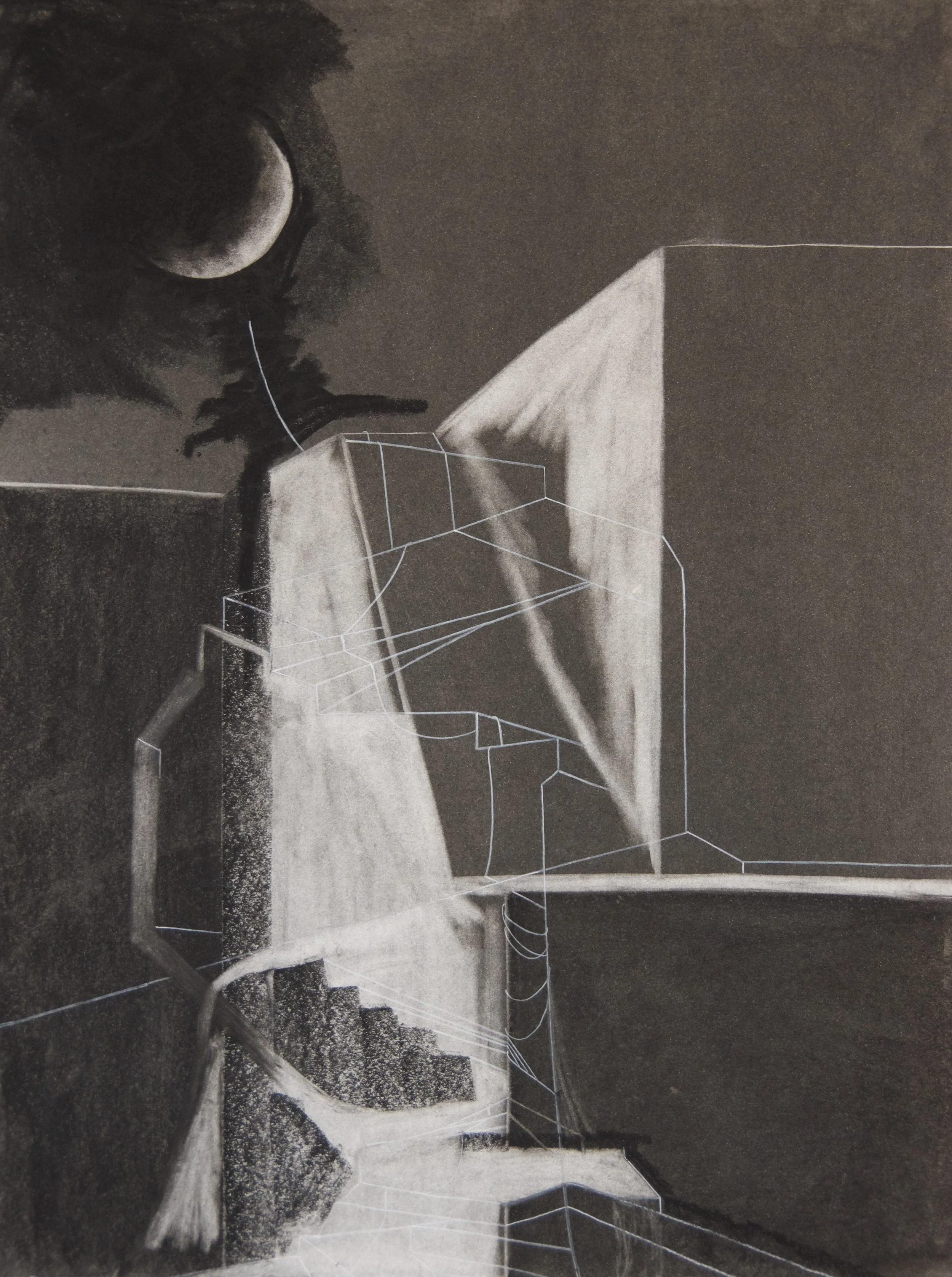 Little Trails, chalk and charcoal on paper, 18" x 24"