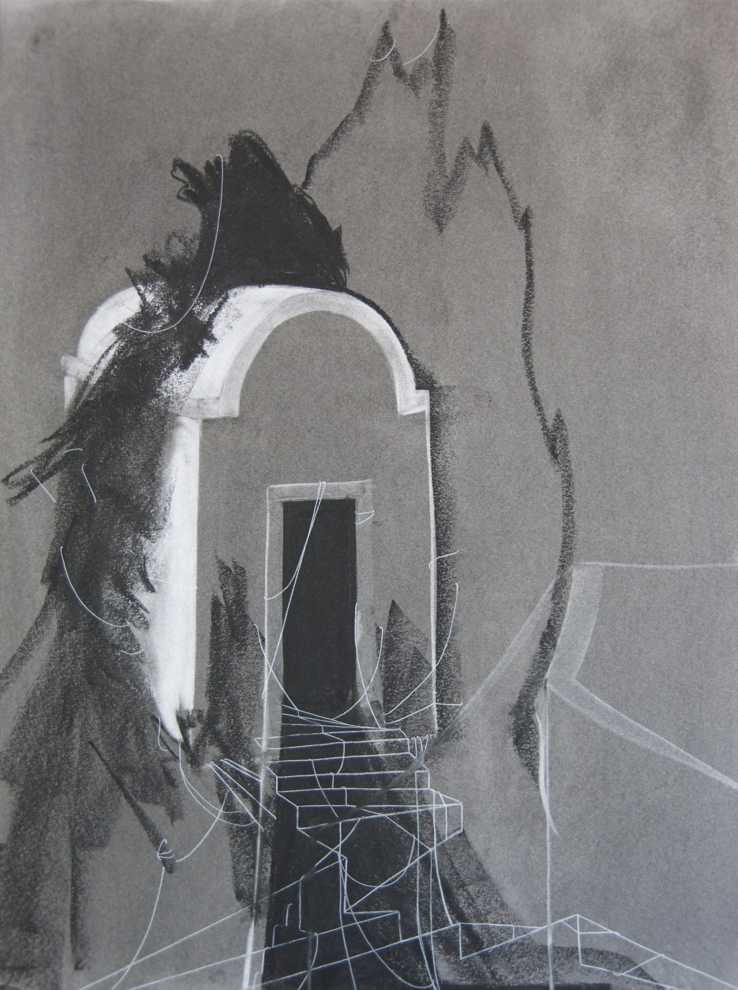 Salt Brine Gods, chalk and charcoal on paper, 18" x 24"