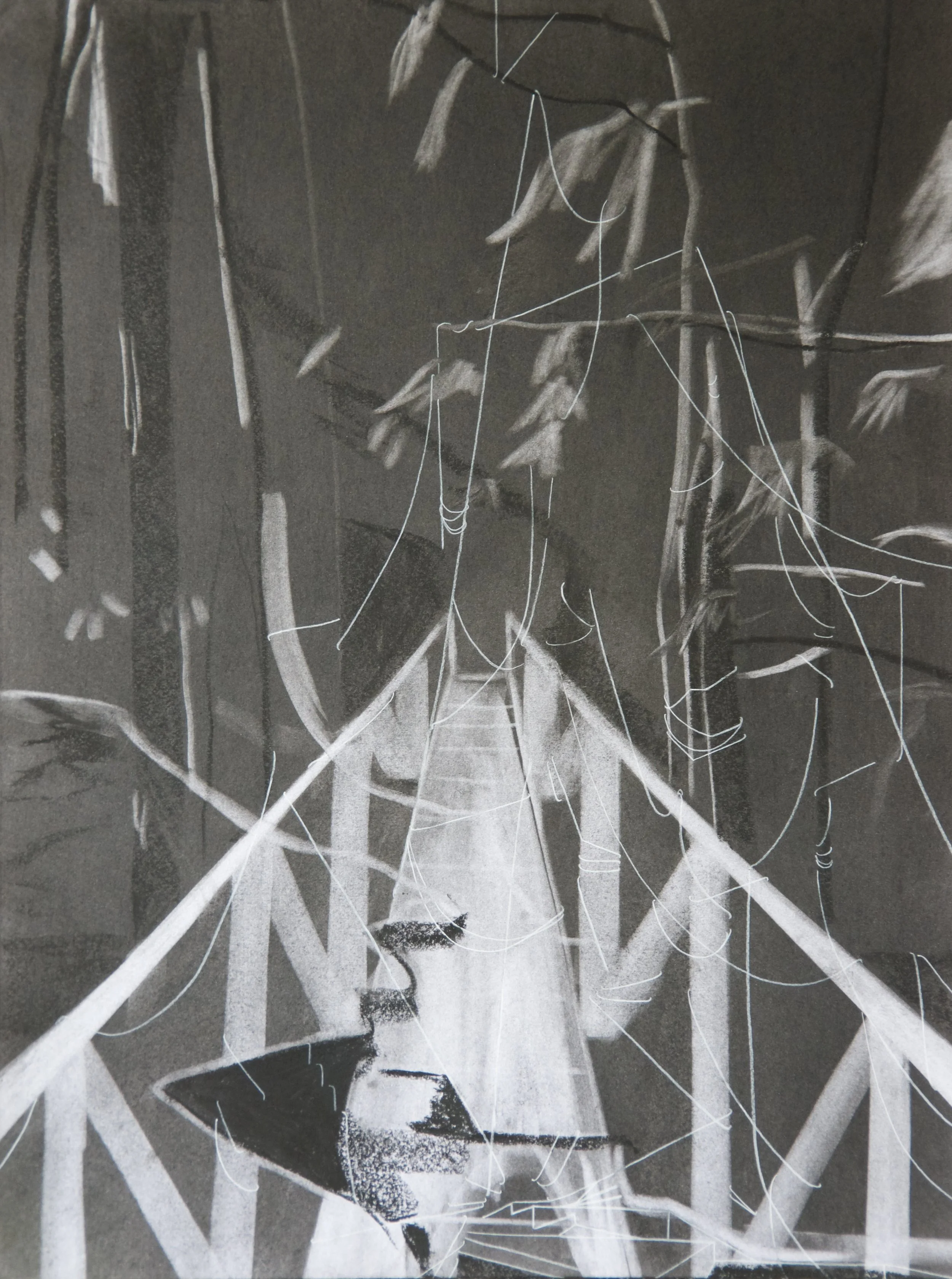 Tech Park Trails, chalk and charcoal on paper, 18" x 24" SOLD