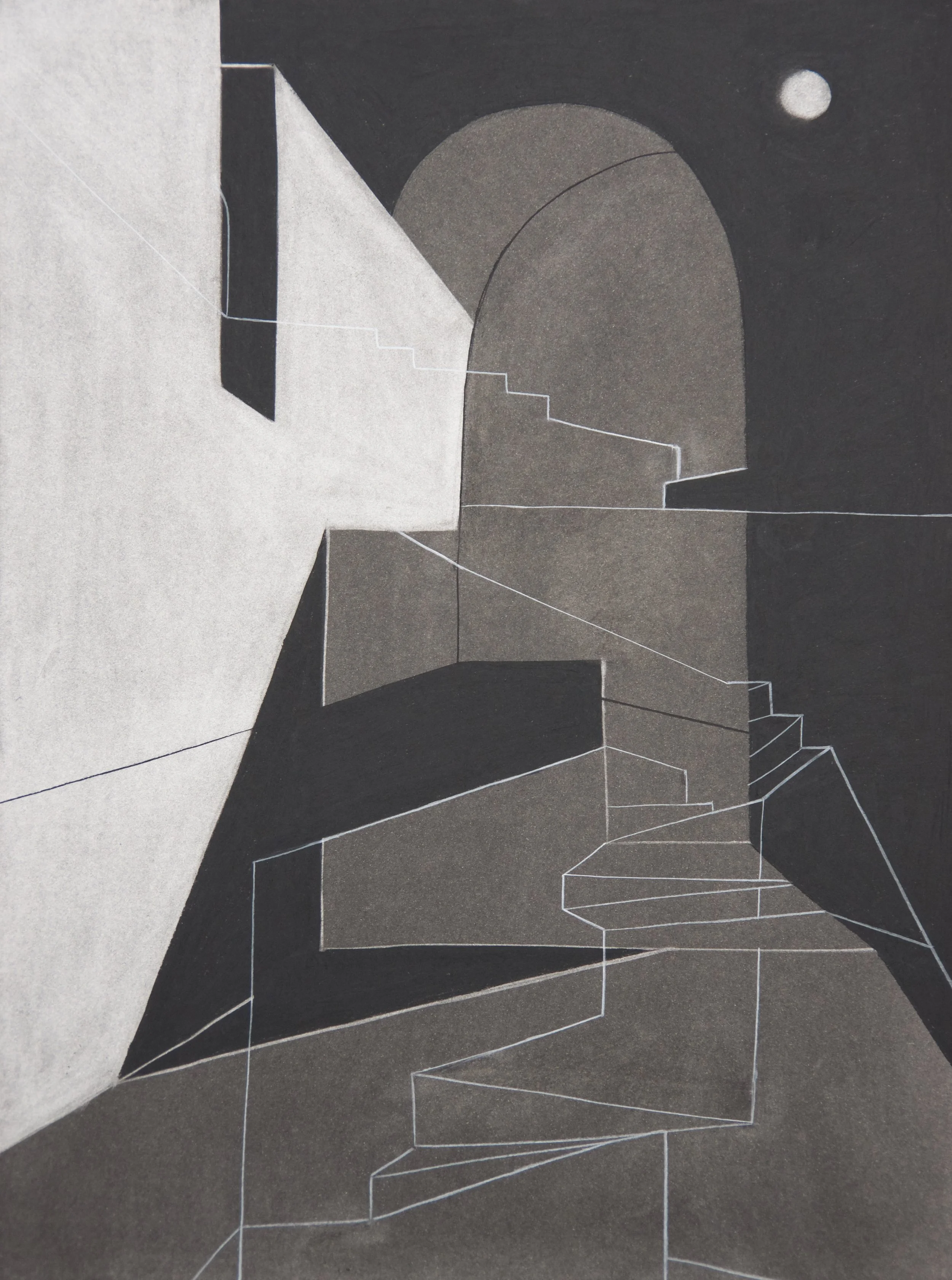 Moon Wall, chalk and charcoal on paper, 18" x 24"