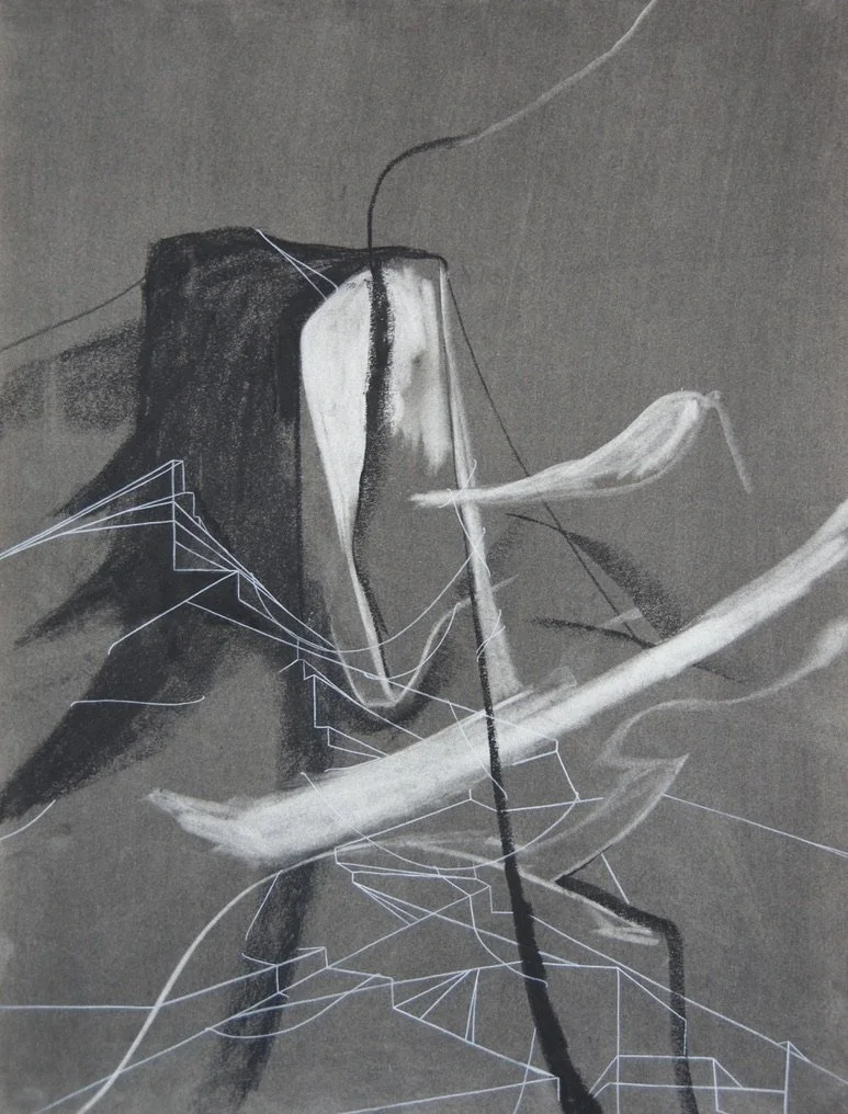 Slide, chalk and charcoal on paper, 18" x 24"