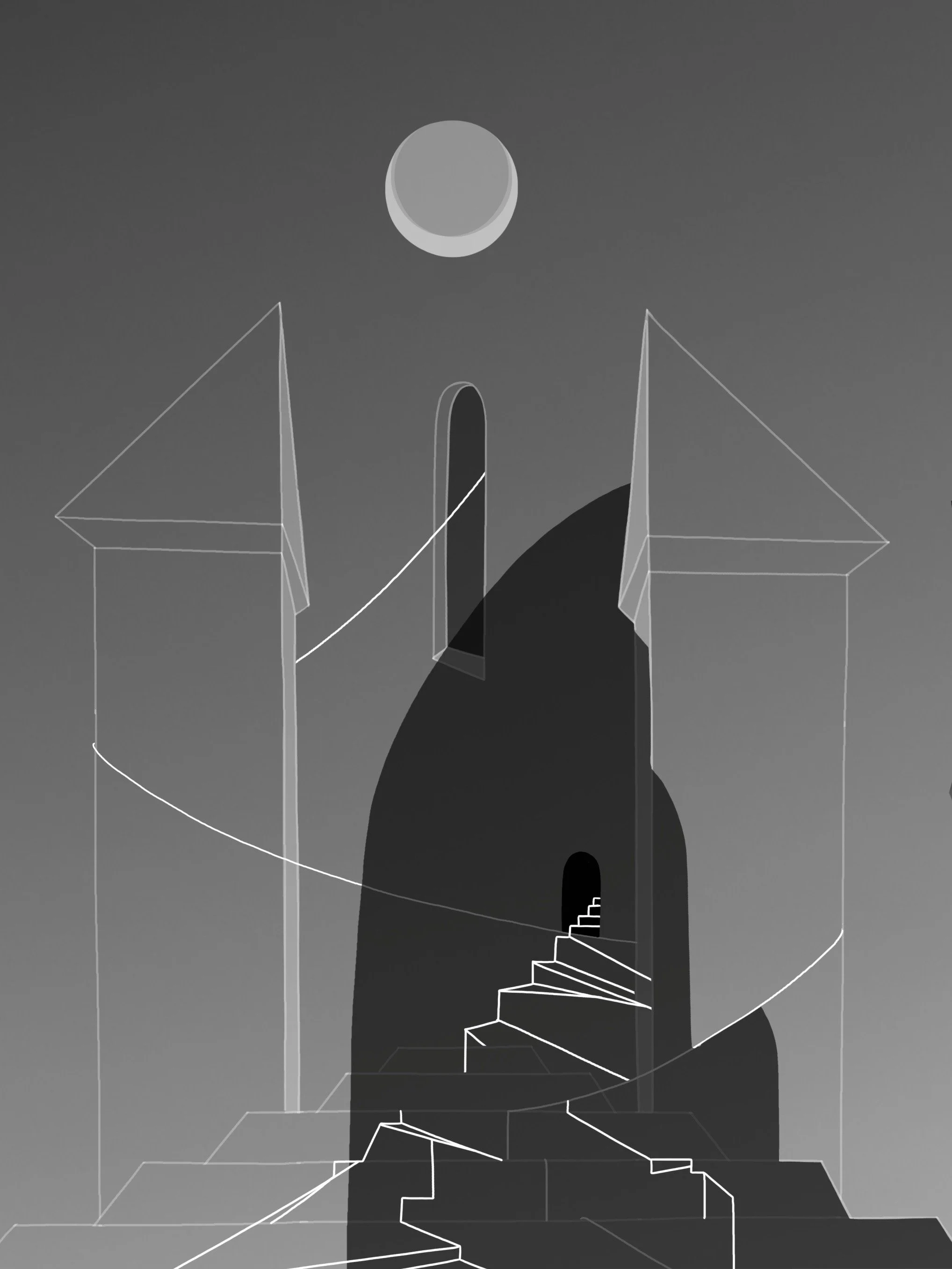 Split Pediment, digital drawing