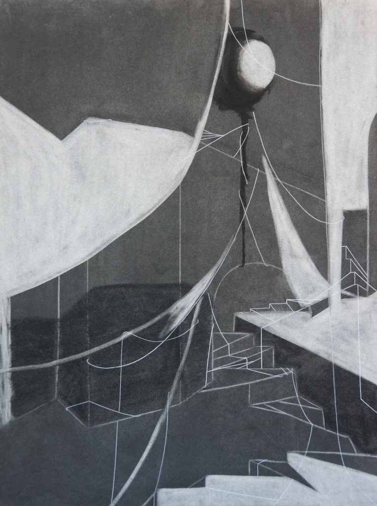 Diver's Closet, chalk and charcoal on paper, 18" x 24"