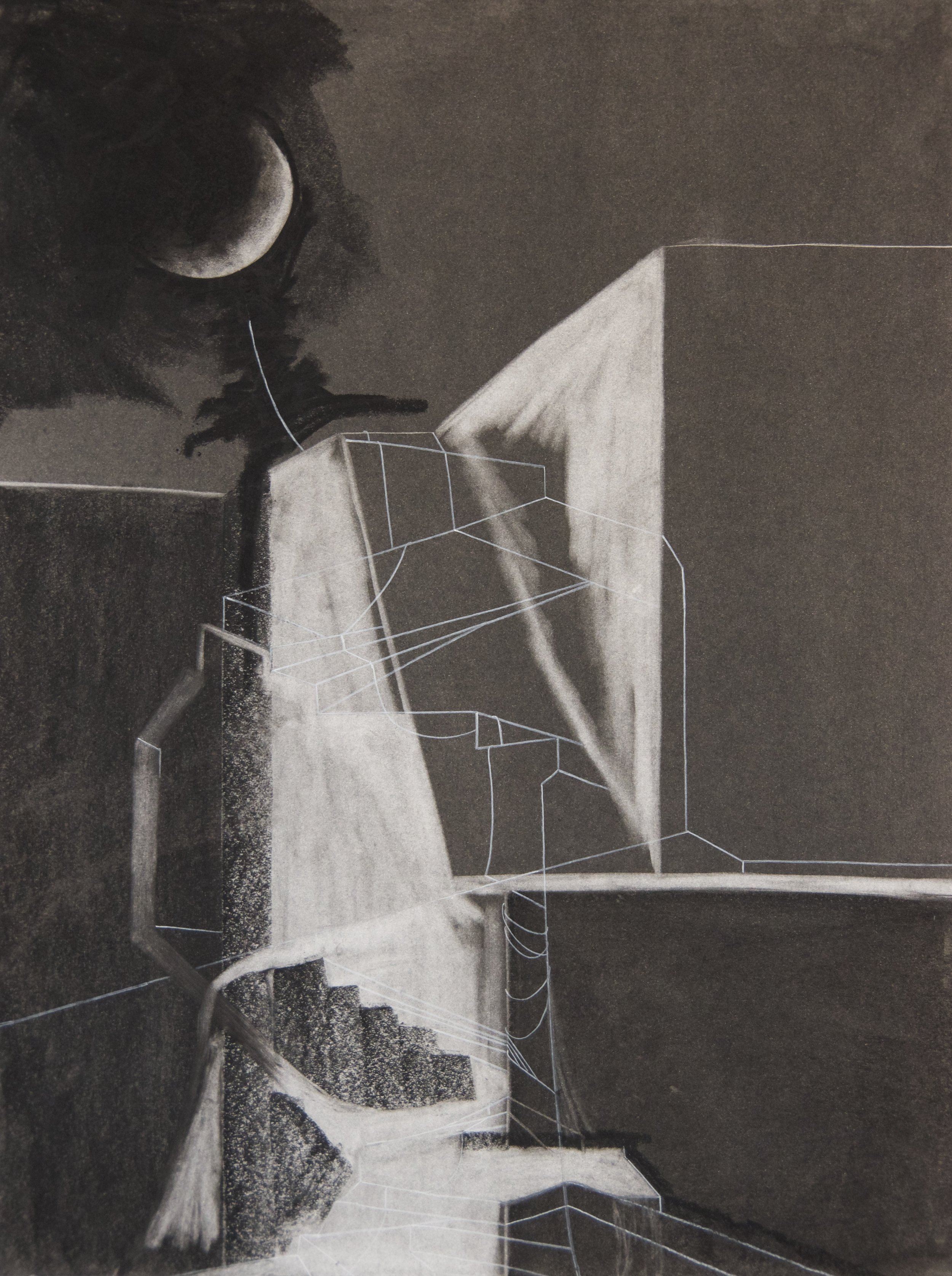 Little Trails, chalk and charcoal on paper, 18" x 24" 