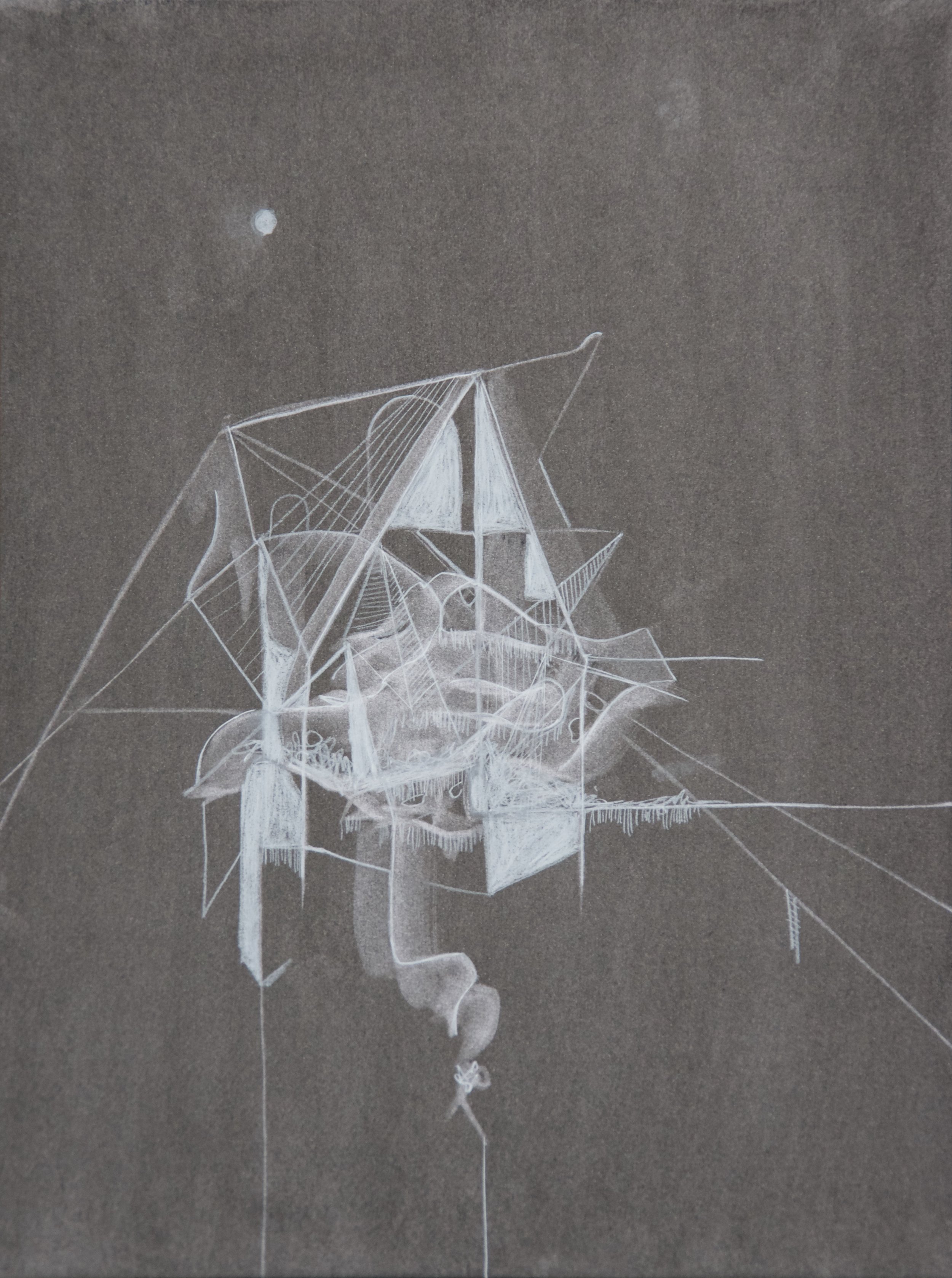 Blueprints 2, chalk and charcoal on paper, 18" x 24"