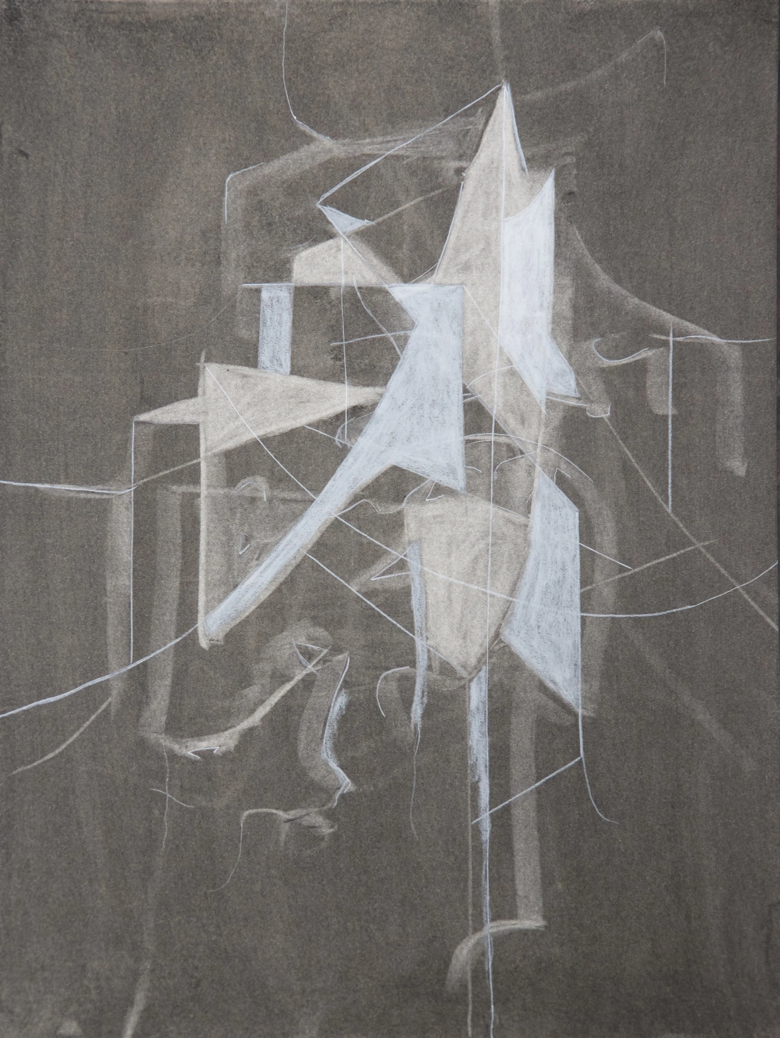 Sandcastle, chalk and charcoal on paper, 18" x 24"