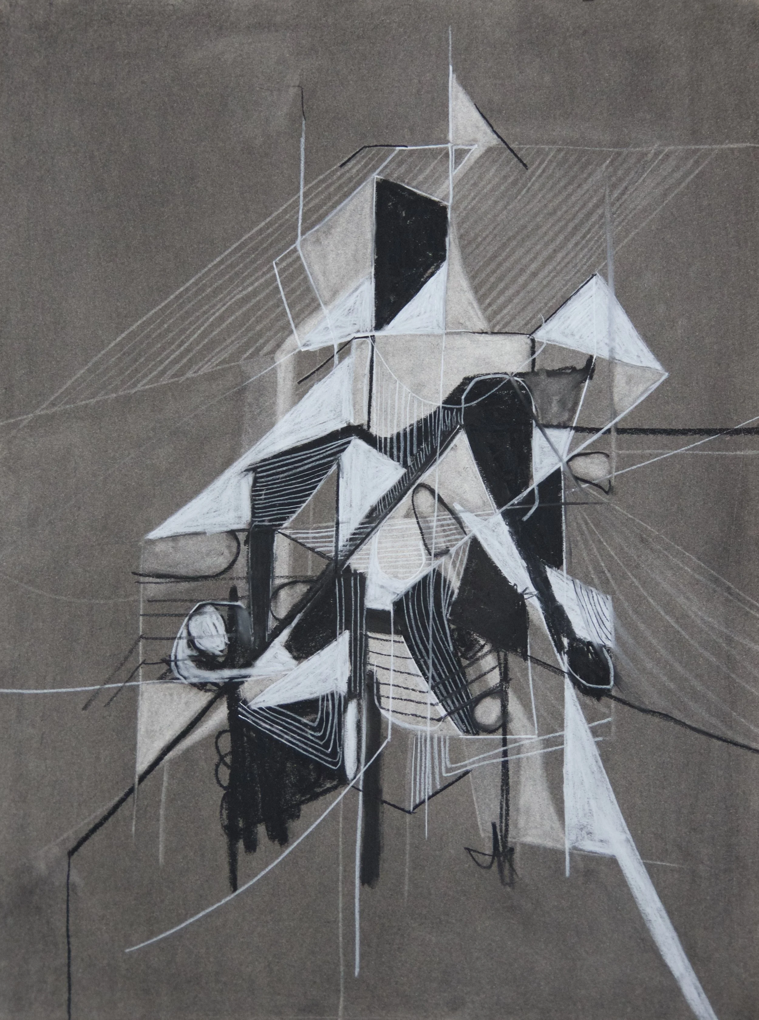 Blocks 2, chalk and charcoal on paper, 18" x 24"