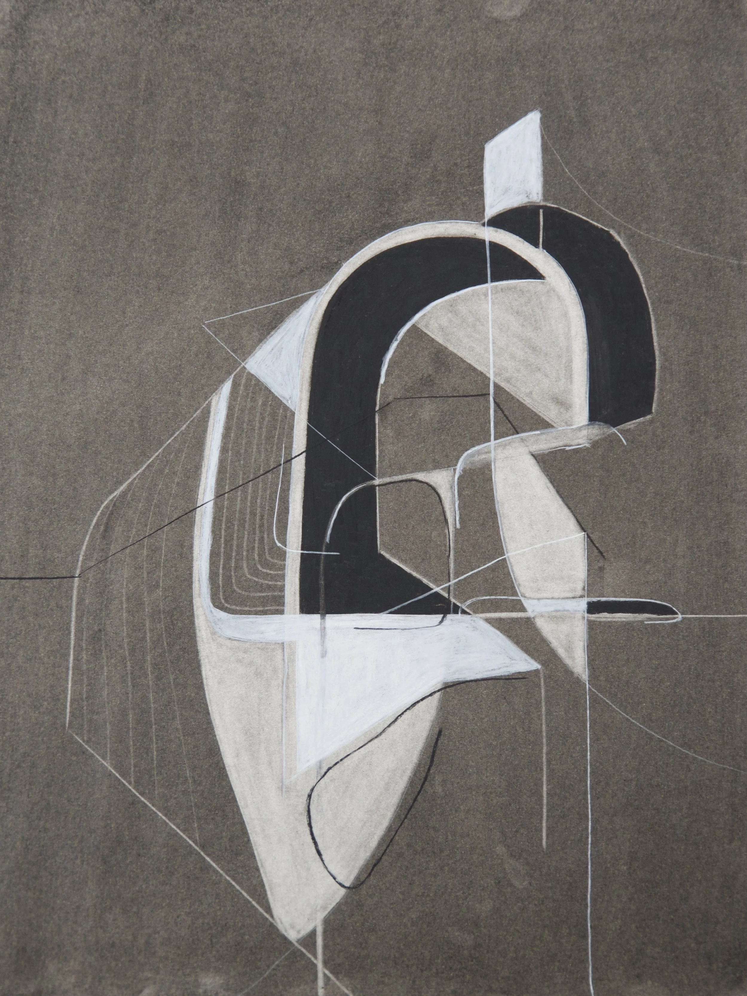 Entrada, chalk and charcoal on paper, 18" x 24"