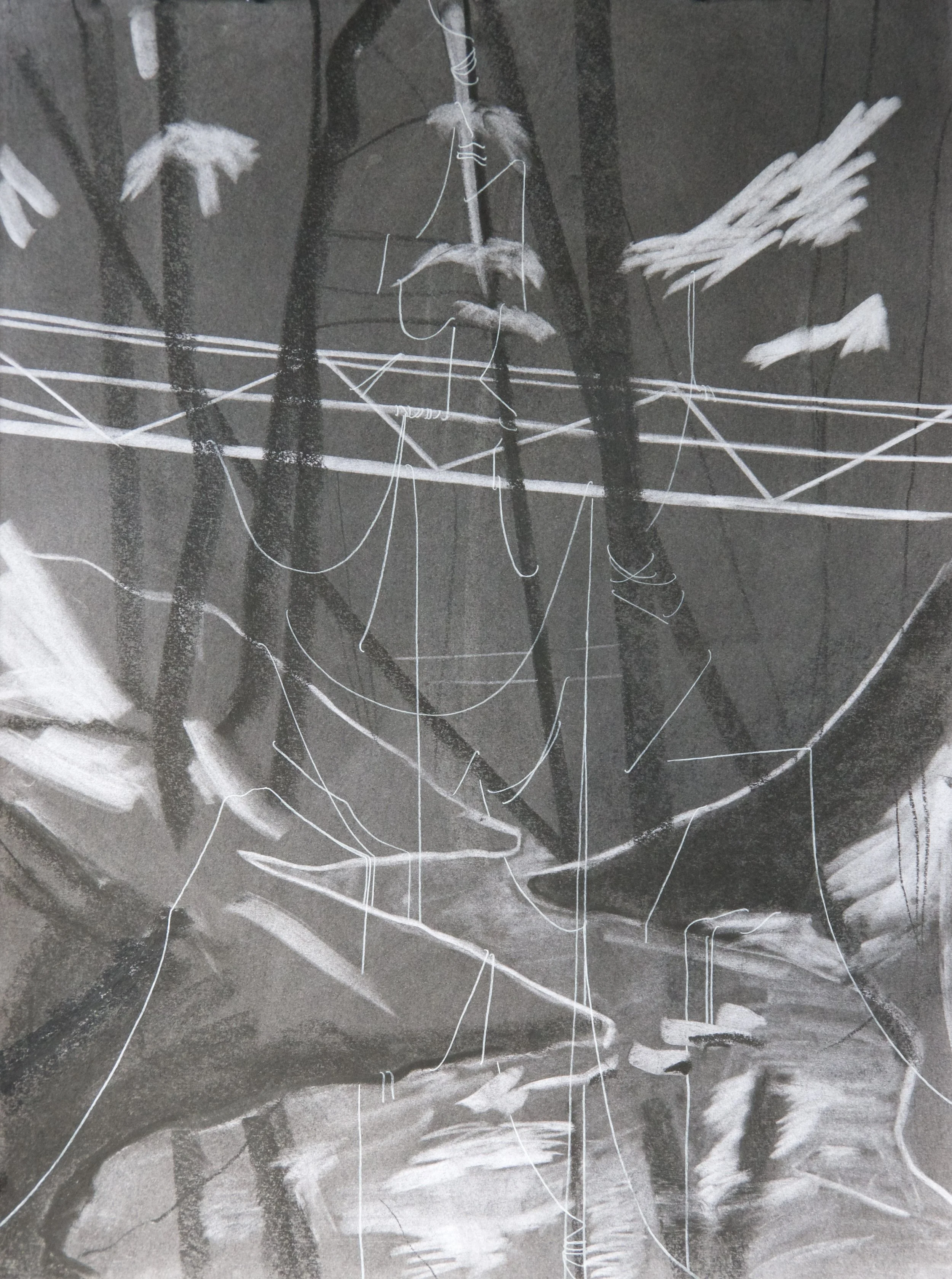 Upstate, chalk and charcoal on paper, 18" x 24"