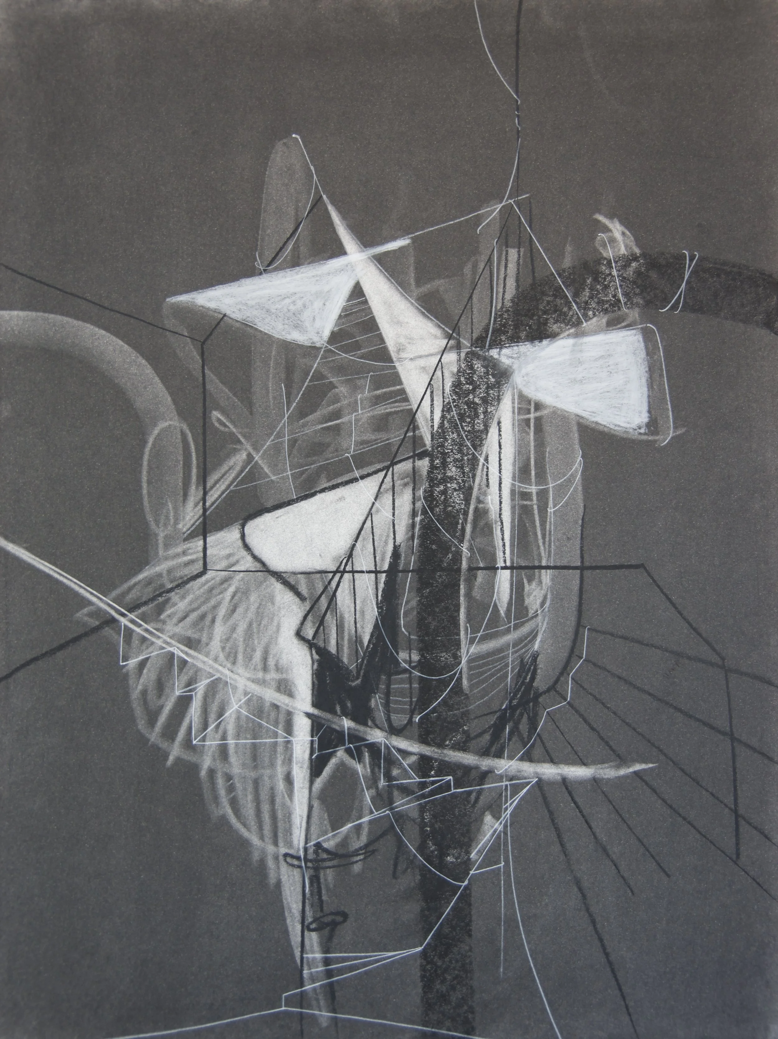 Beach Combing, chalk and charcoal on paper, 18" x 24"