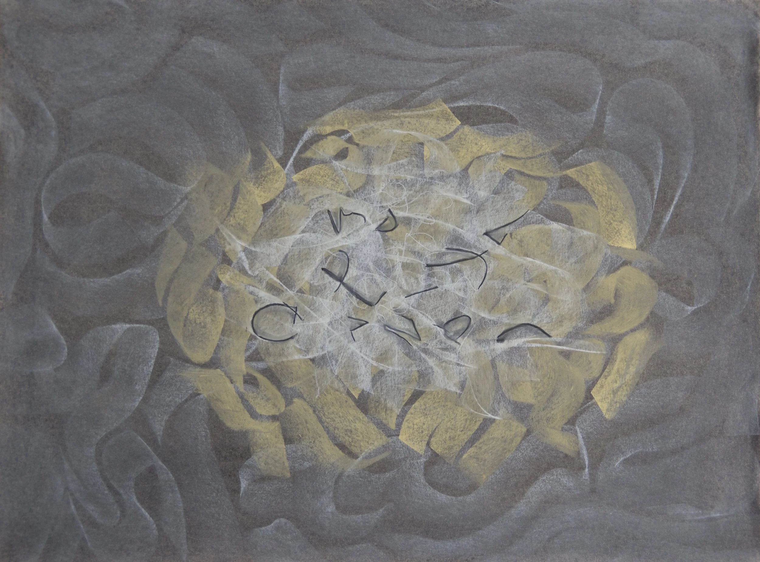 Reprocess, chalk and charcoal on paper, 24" x 18"