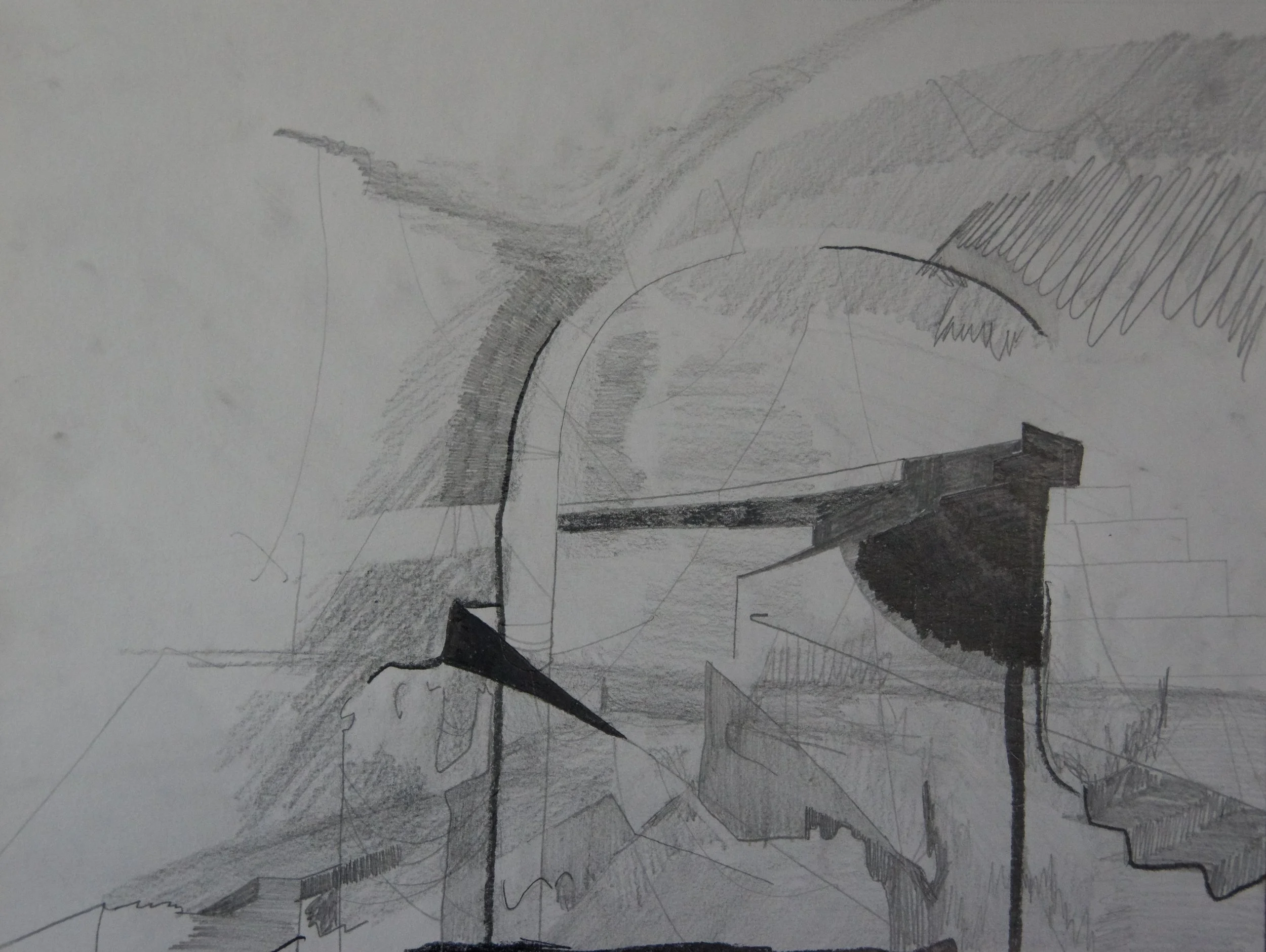 Conglomerate, graphite on paper, 9" x 12"