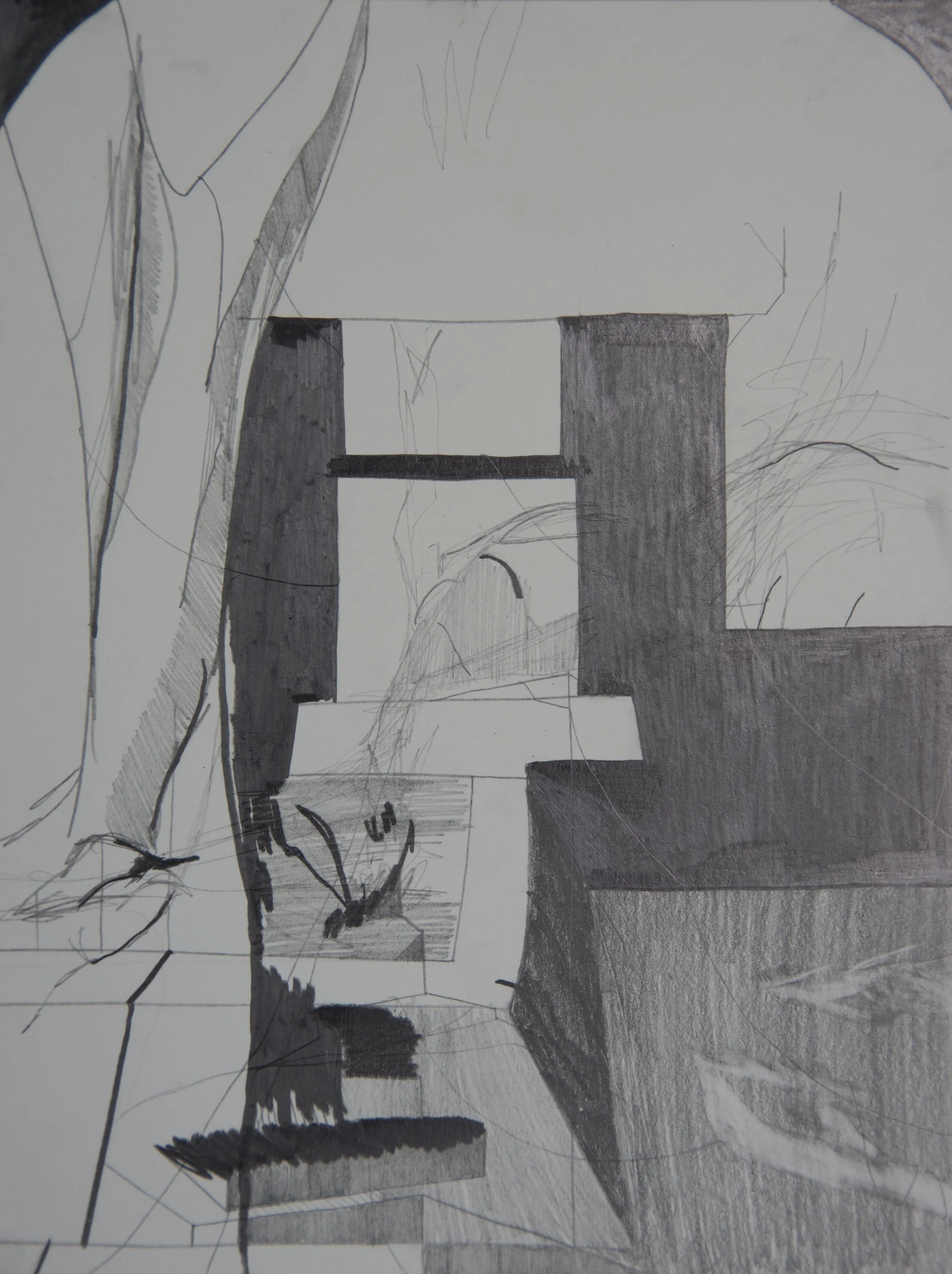 Cosanti 1, graphite on paper, 8.5" x 11" 