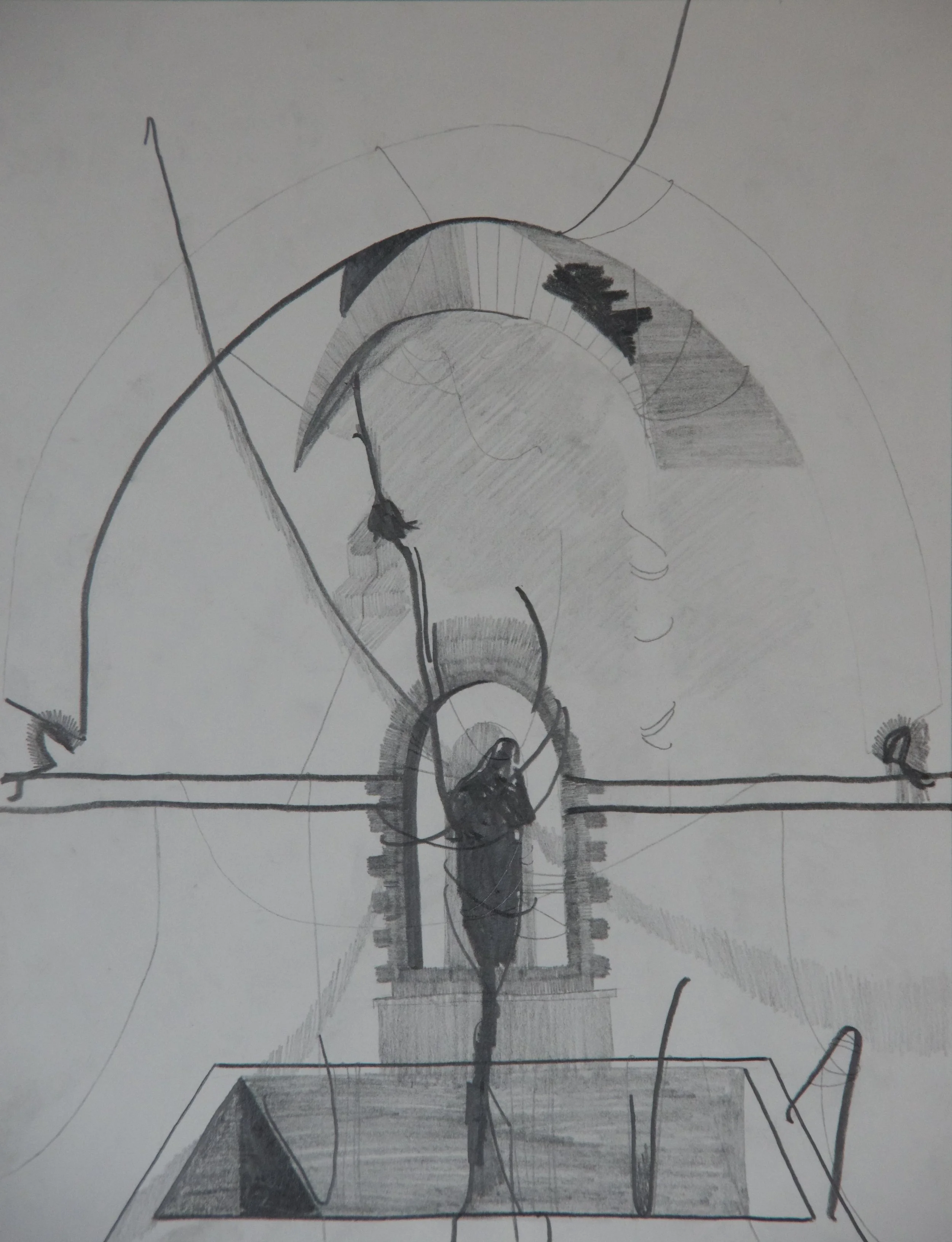 Nichtschwimmer, graphite on paper, 8.5" x 11"
