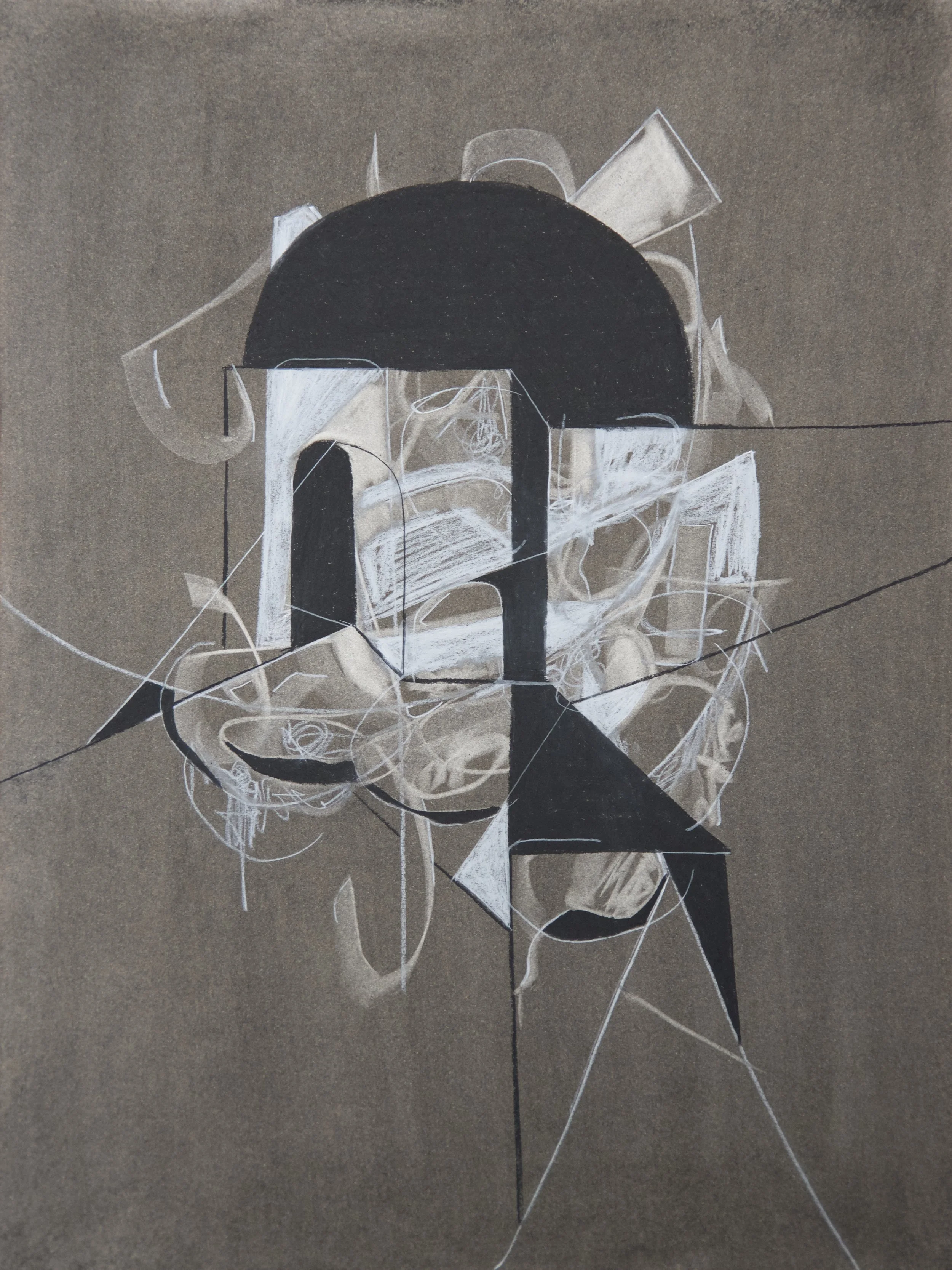 Brimming, chalk and charcoal on paper, 18" x 24"