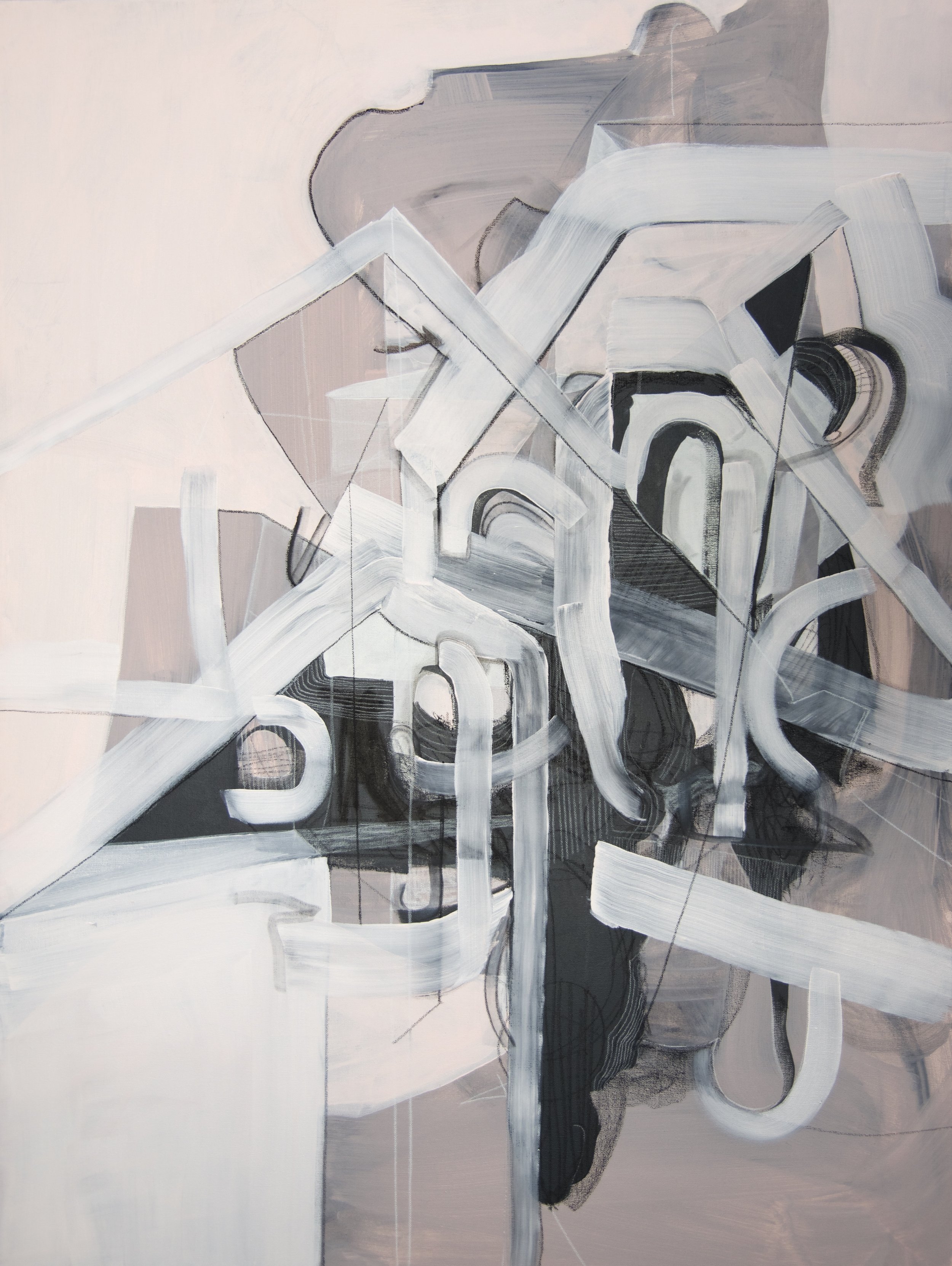 Three, mixed media on canvas, 48" x 36"