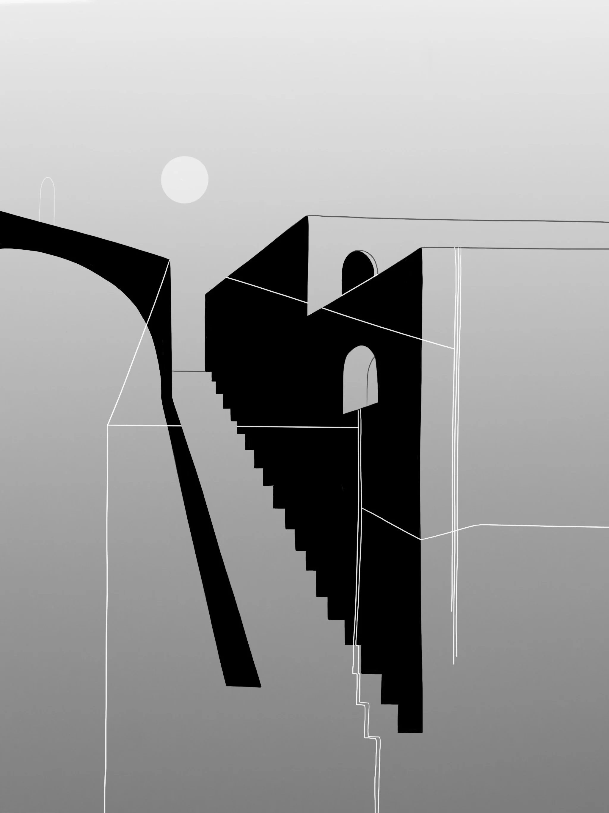 Two Rooms, digital drawing
