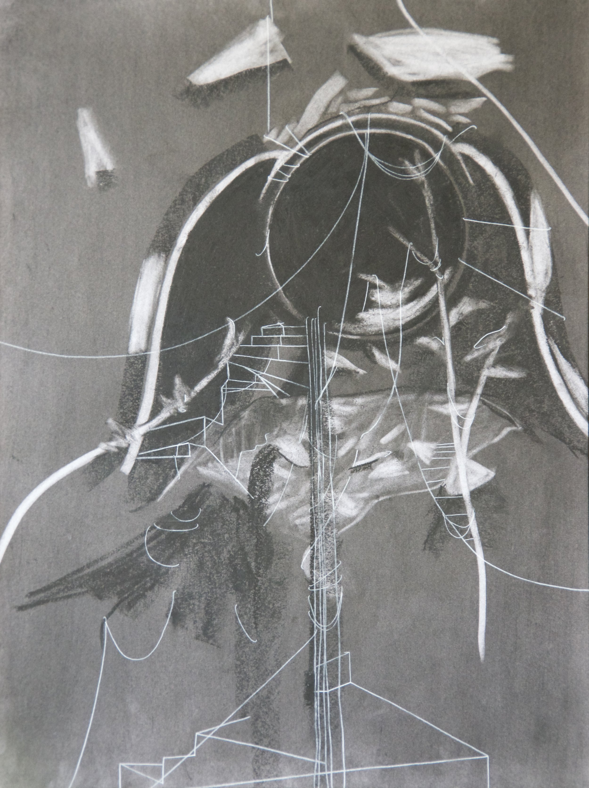Storm Drain 2, chalk and charcoal on paper, 18" x 24"