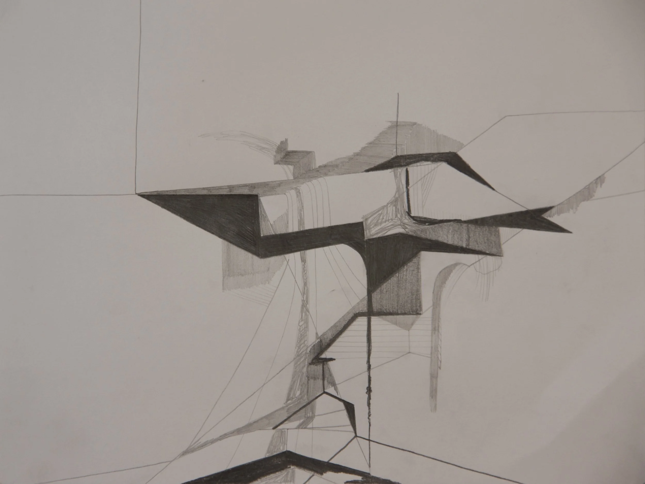 Dirt Truss 6, graphite on paper, 9" x 12"