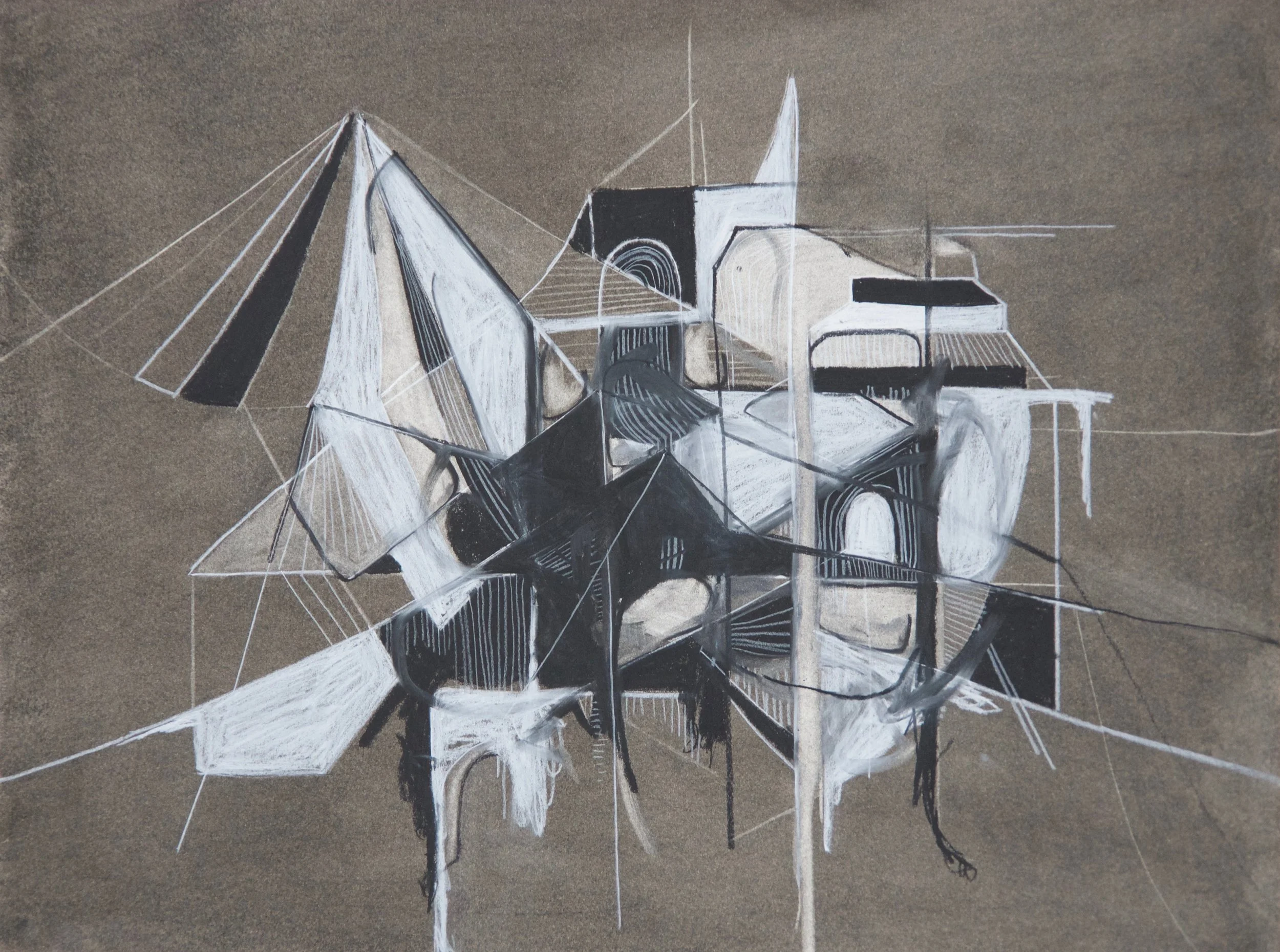 Blocks 4, chalk and charcoal on paper, 18" x 24"