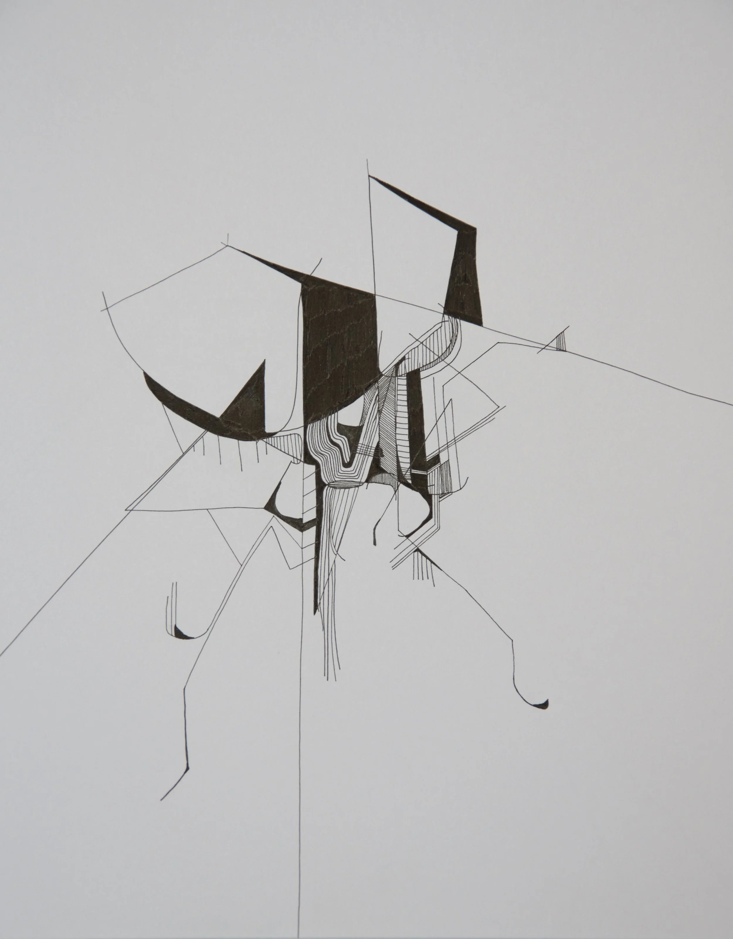 Monuments triptych Left, pen and ink on paper, 11" x 14"