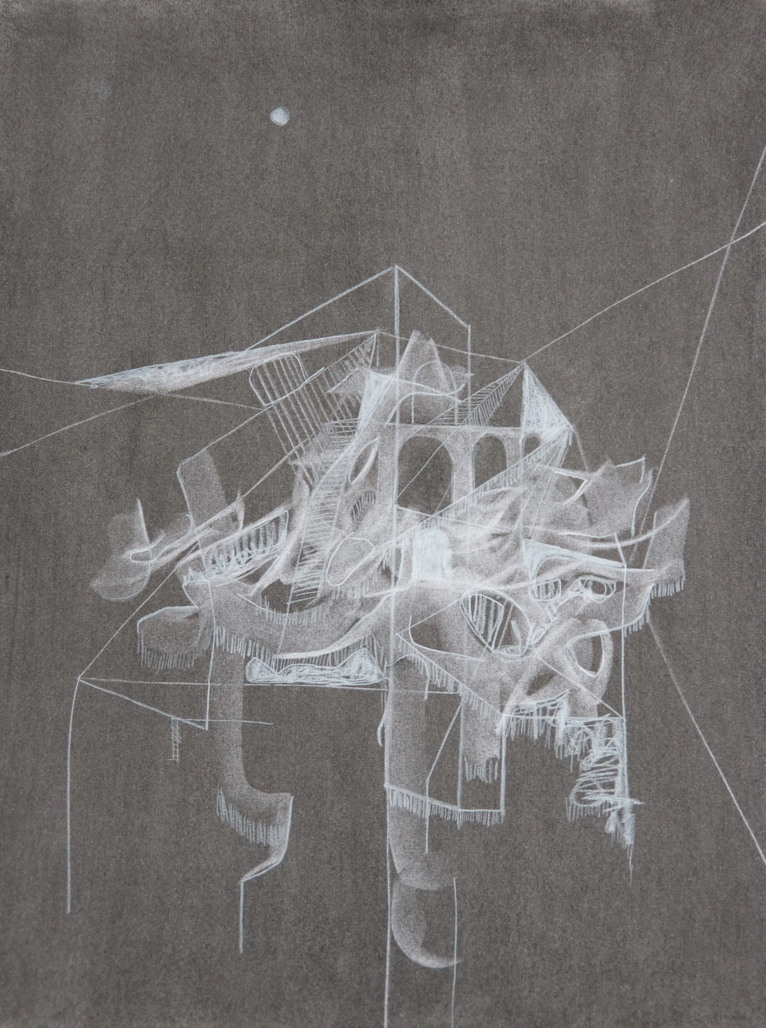 Blueprints 3, chalk and charcoal on paper, 18" x 24"