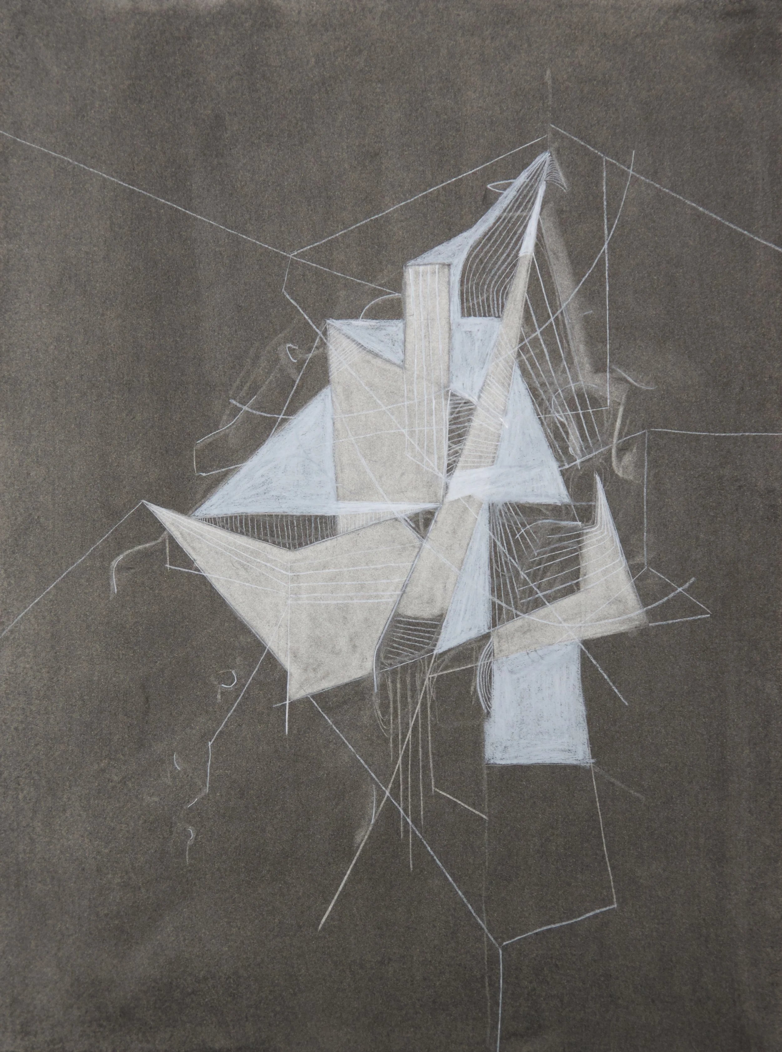 Shipwreck, chalk and charcoal on paper, 18" x 24"
