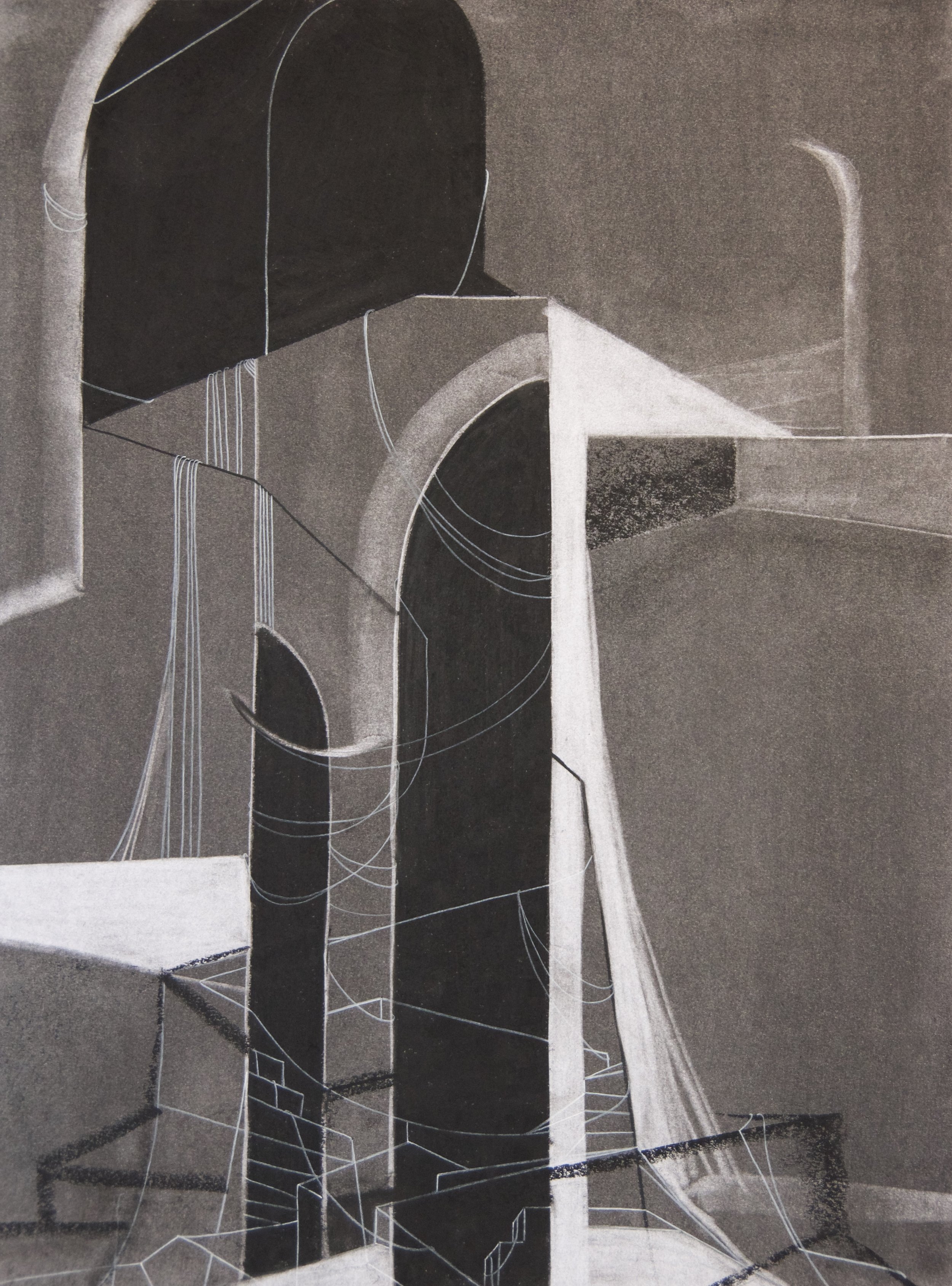 Stalking Time, chalk and charcoal on paper, 18" x 24"