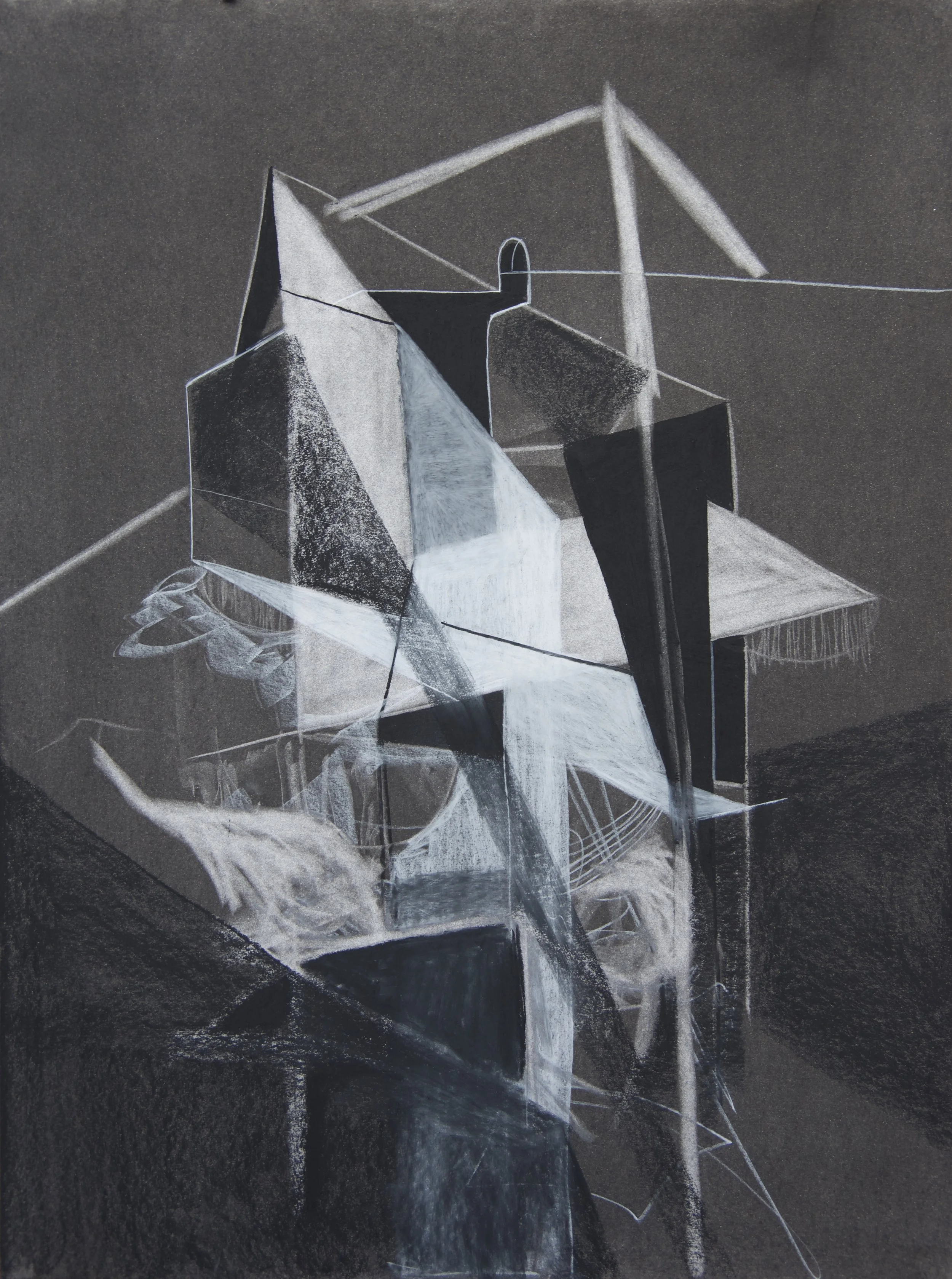 A Shadow In The Ruin, chalk and charcoal on paper, 18" x 24"
