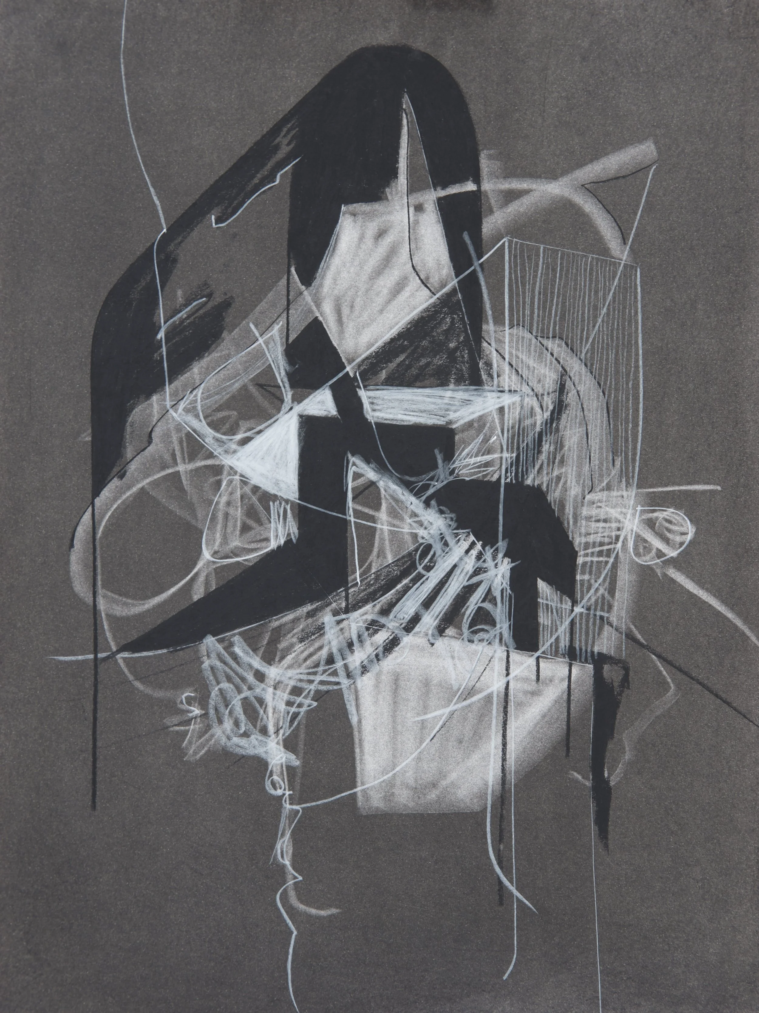 Untitled, chalk and charcoal on paper, 18" x 24"