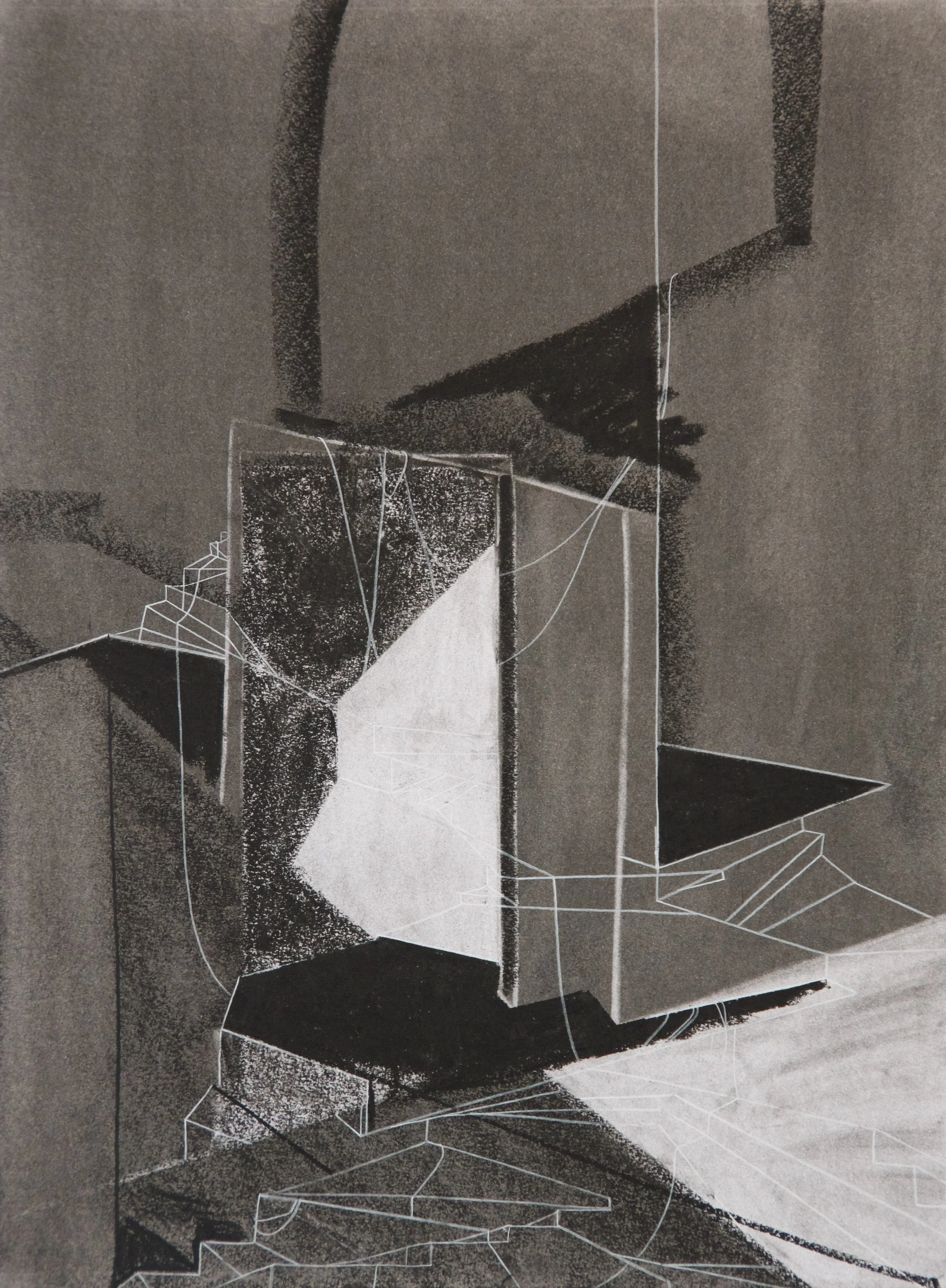 Barn Door, chalk and charcoal on paper, 18" x 24"