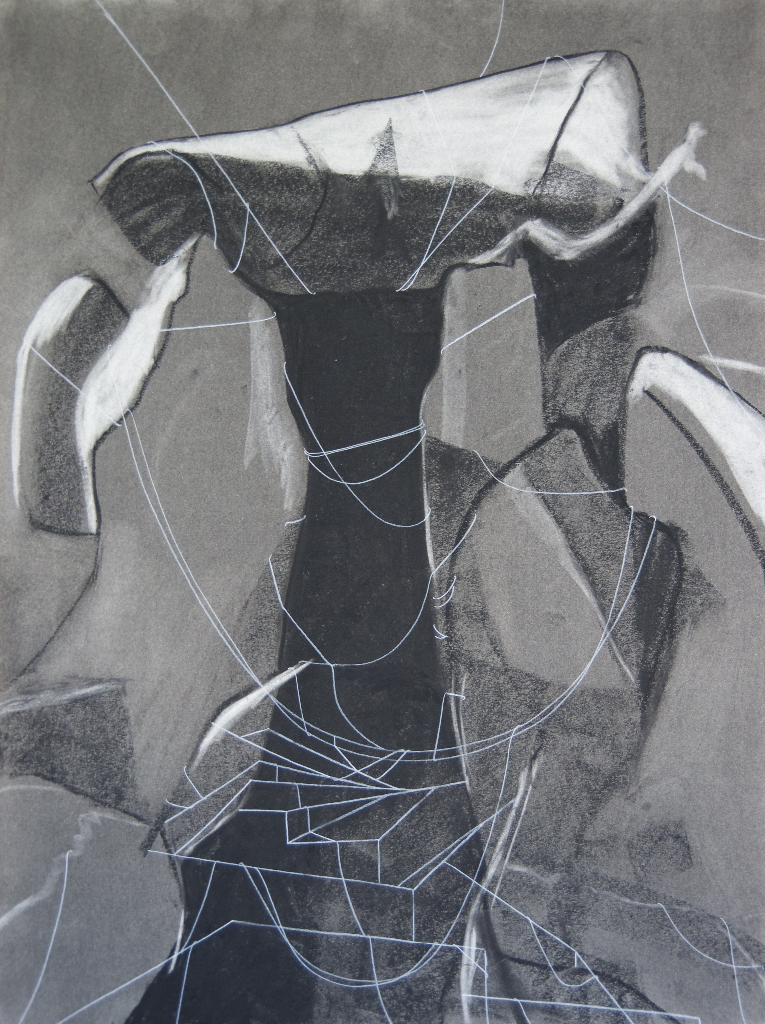 Dolmen, chalk and charcoal on paper, 18" x 24"