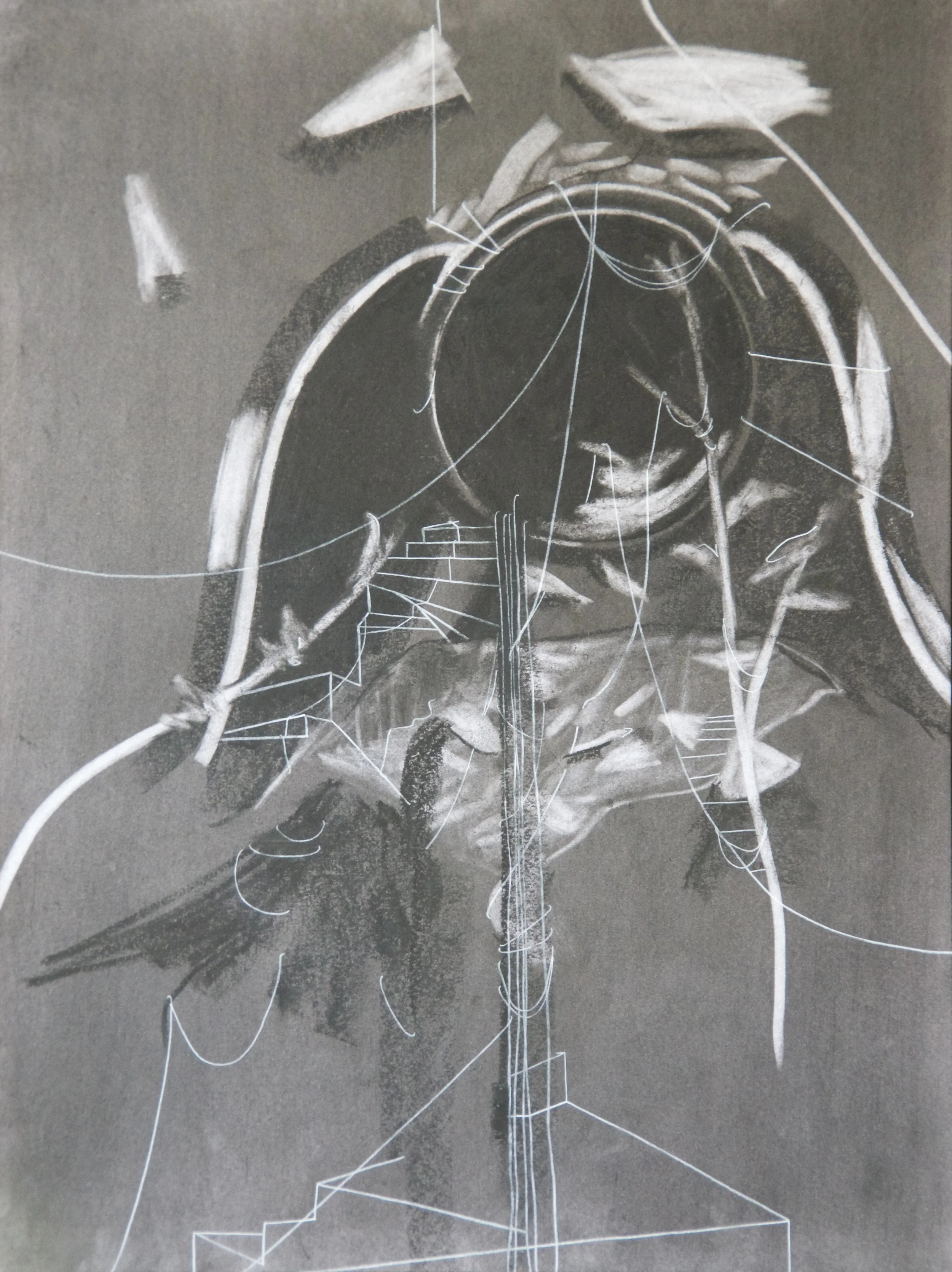 Storm Drain 2, chalk and charcoal on paper, 18" 24"